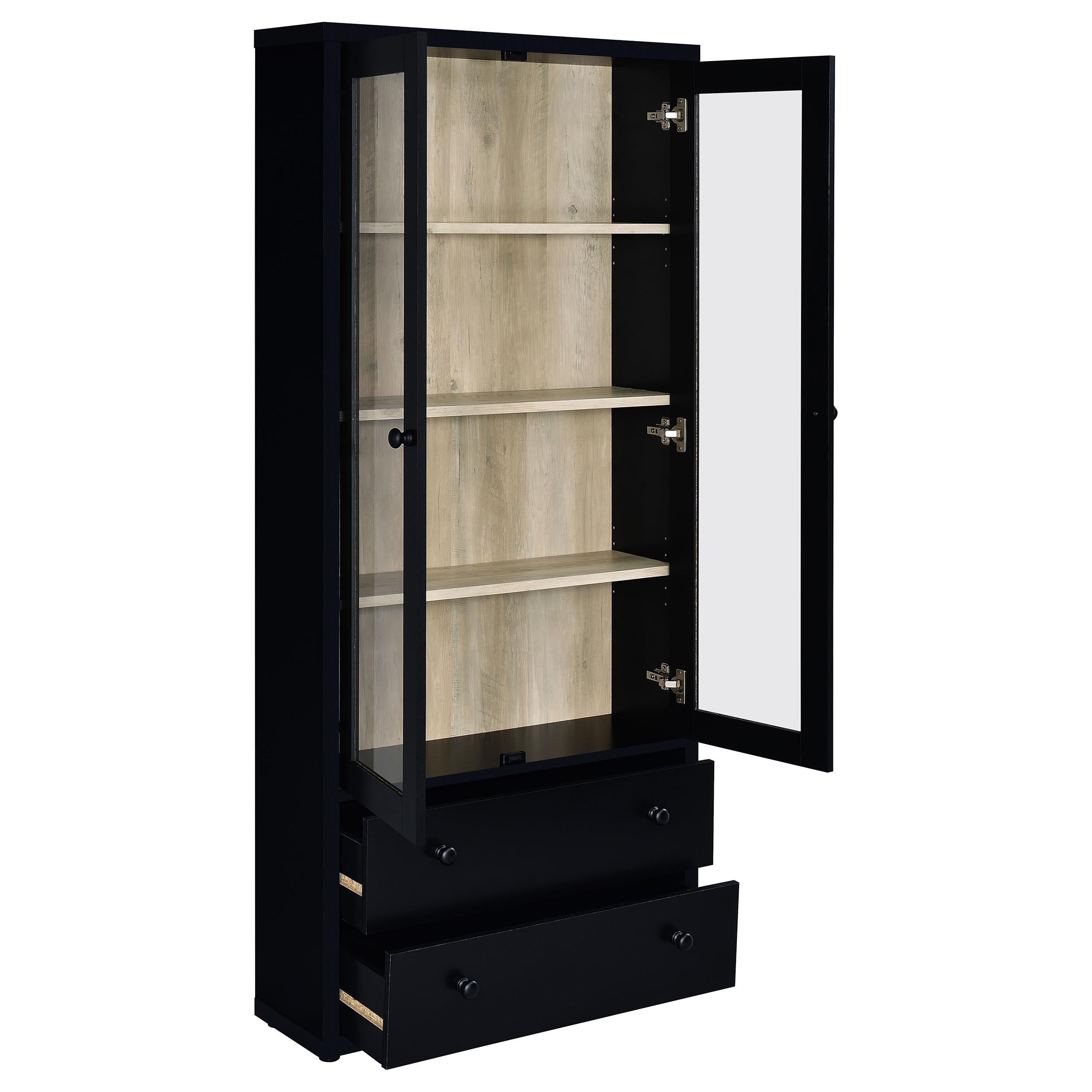 Coaster Furniture Hawthorne 953478 4-shelf Glass Door Cabinet with Drawers - Black - Image 2