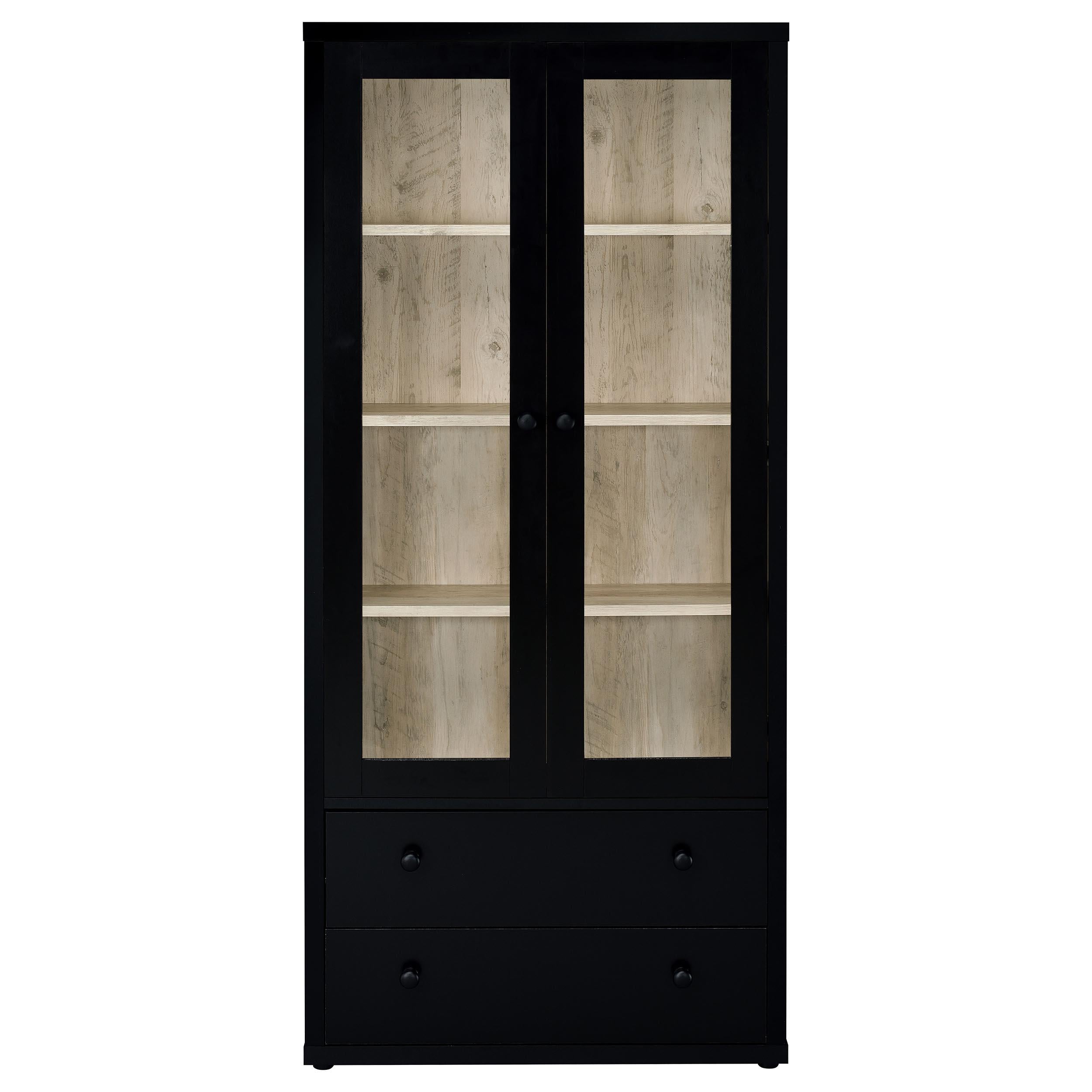 Coaster Furniture Hawthorne 953478 4-shelf Glass Door Cabinet with Drawers - Black - Image 3