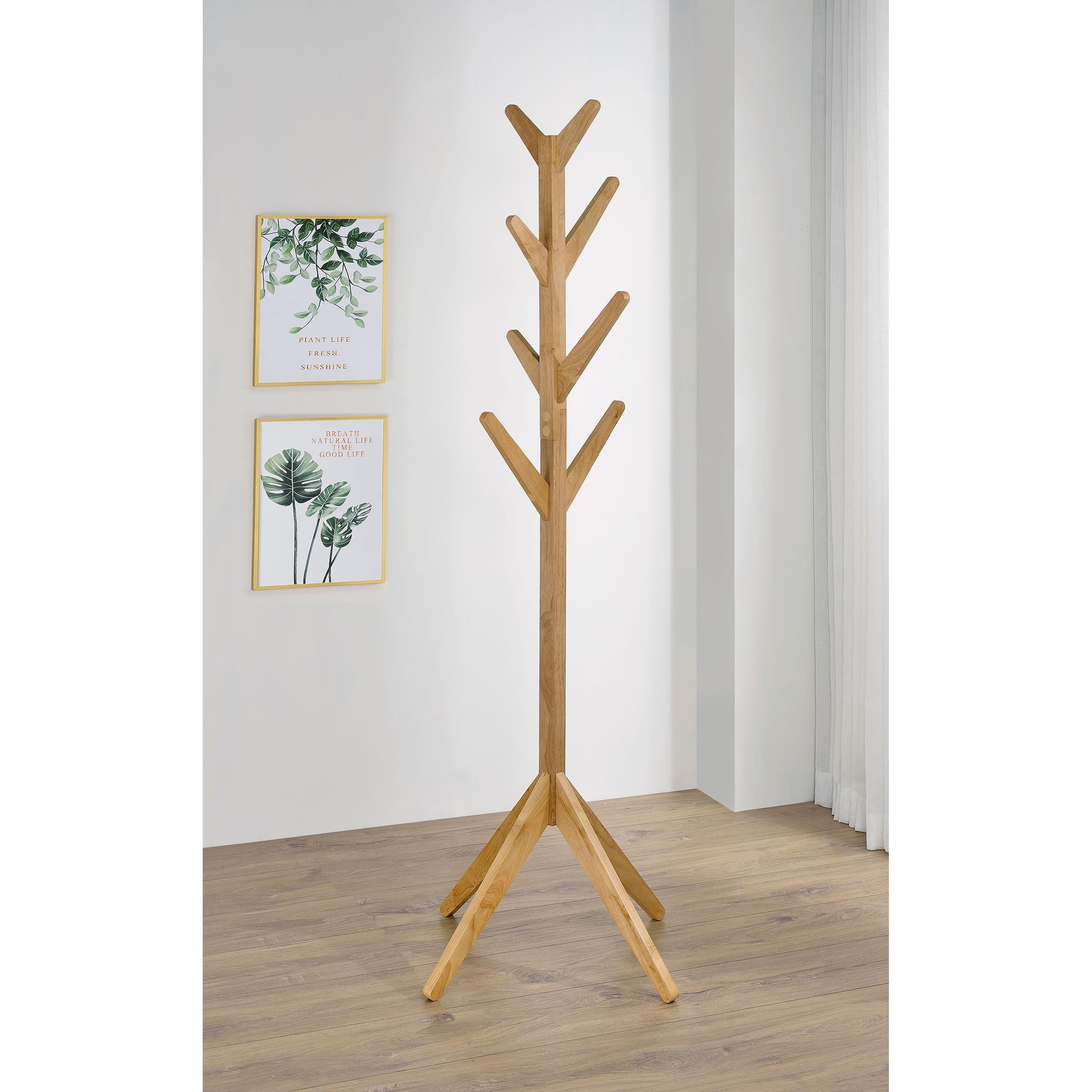 Coaster Furniture Margaret 983271 Solid Wood Coat Rack Clothing Hanger - Natural Oak - Image 2