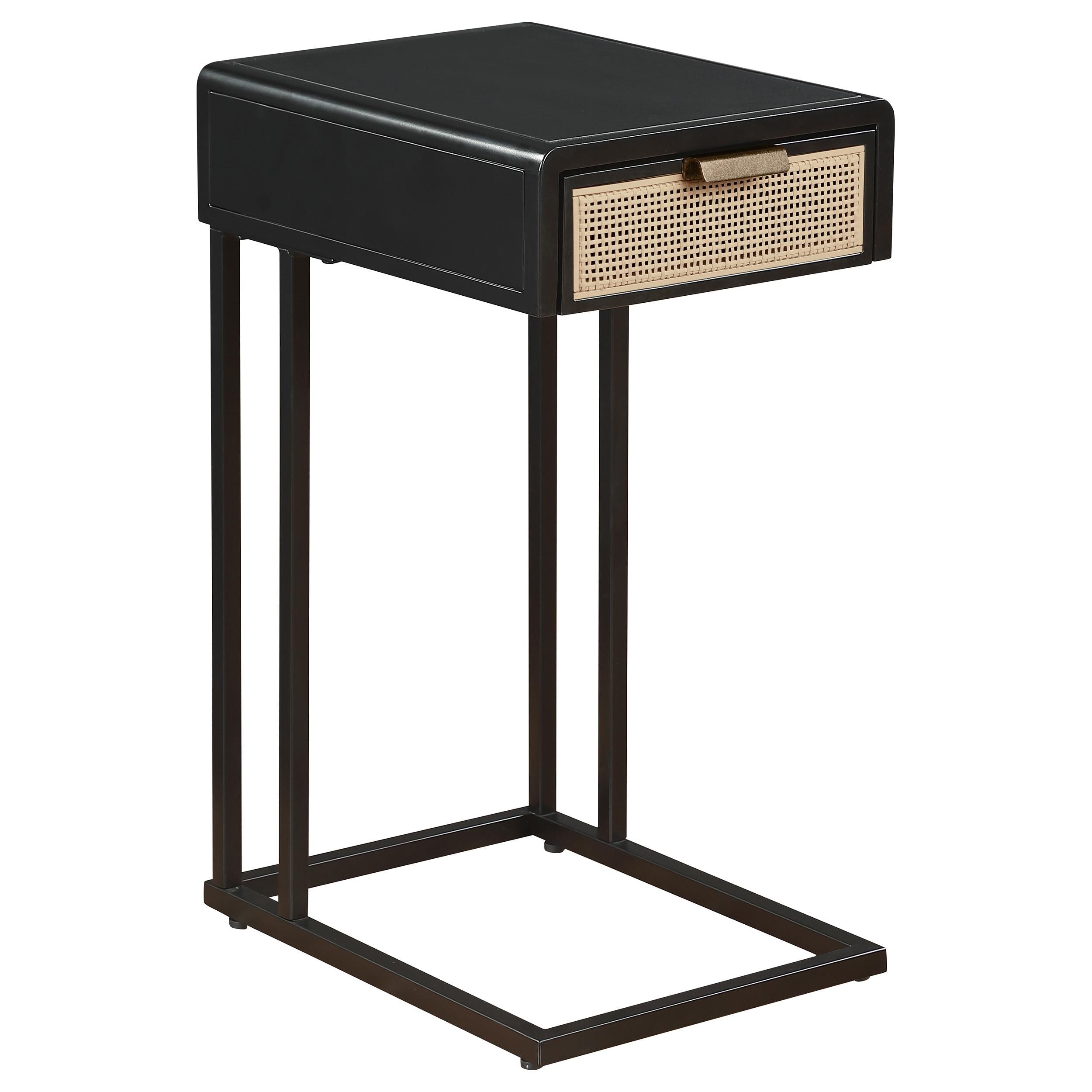 Coaster Furniture Amherst 931631 1-Drawer Radio Weave Cane Metal Side Table – Black