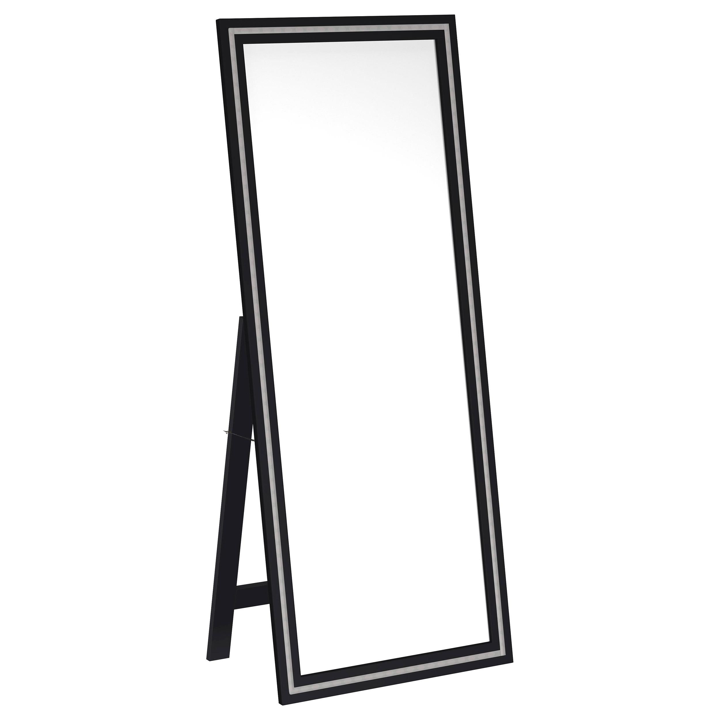 Coaster Furniture Windrose 960962 28 x 67 Inch Tempered LED Standing Mirror – Black