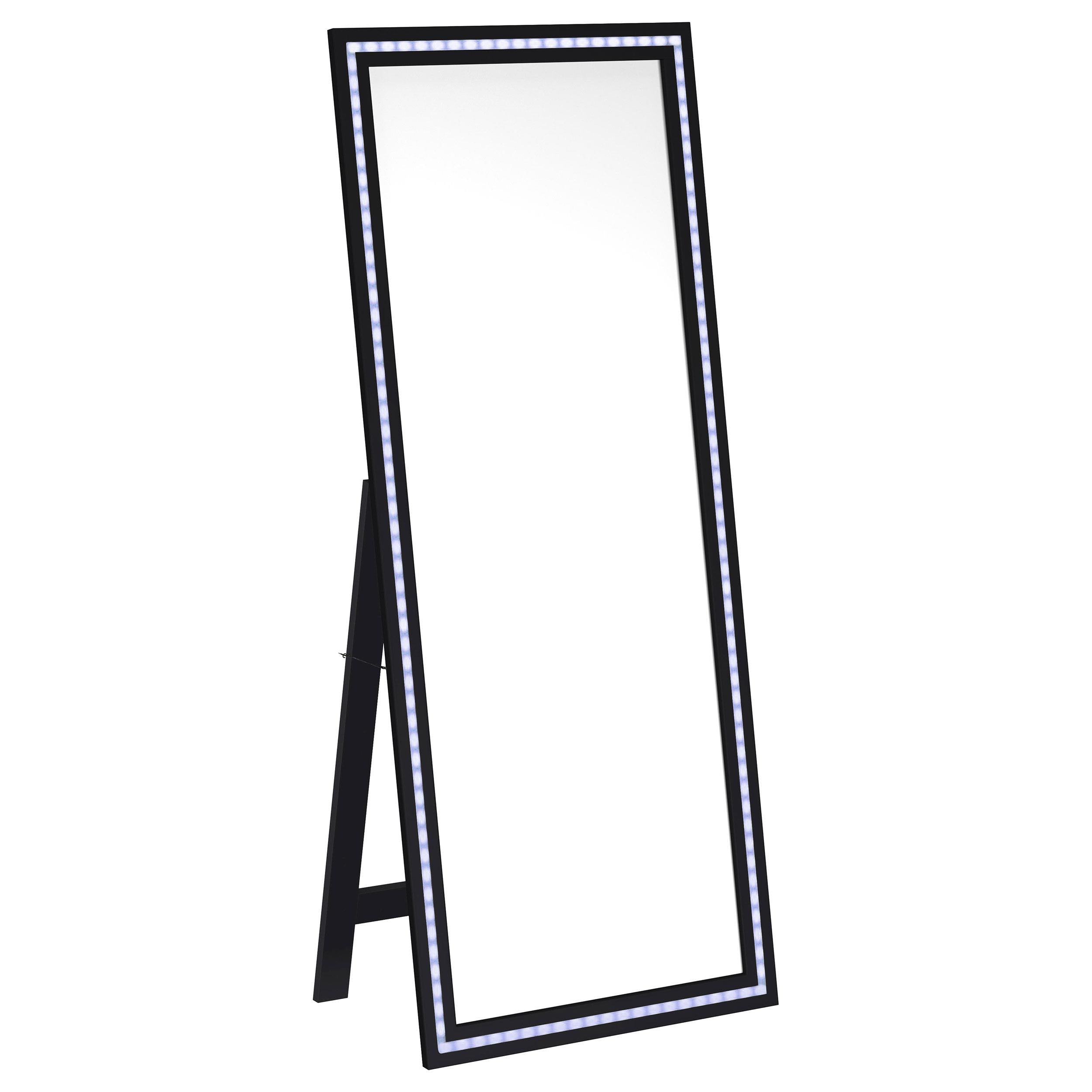 Coaster Furniture Windrose 960962 28 x 67 Inch Tempered LED Standing Mirror - Black - Image 2