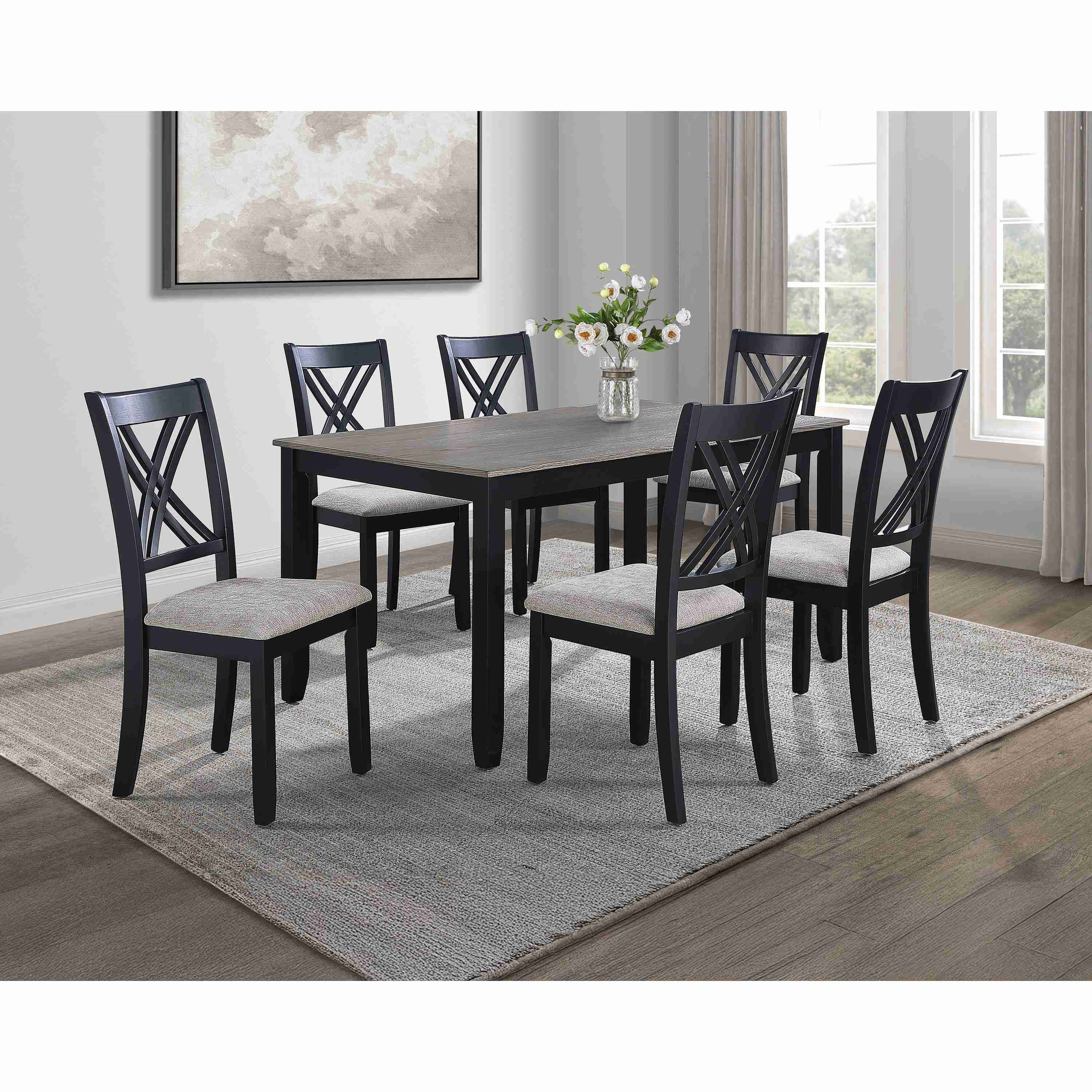 Crown Mark Eloise 2430SET-LG 7 pc Dinette – Light Grey