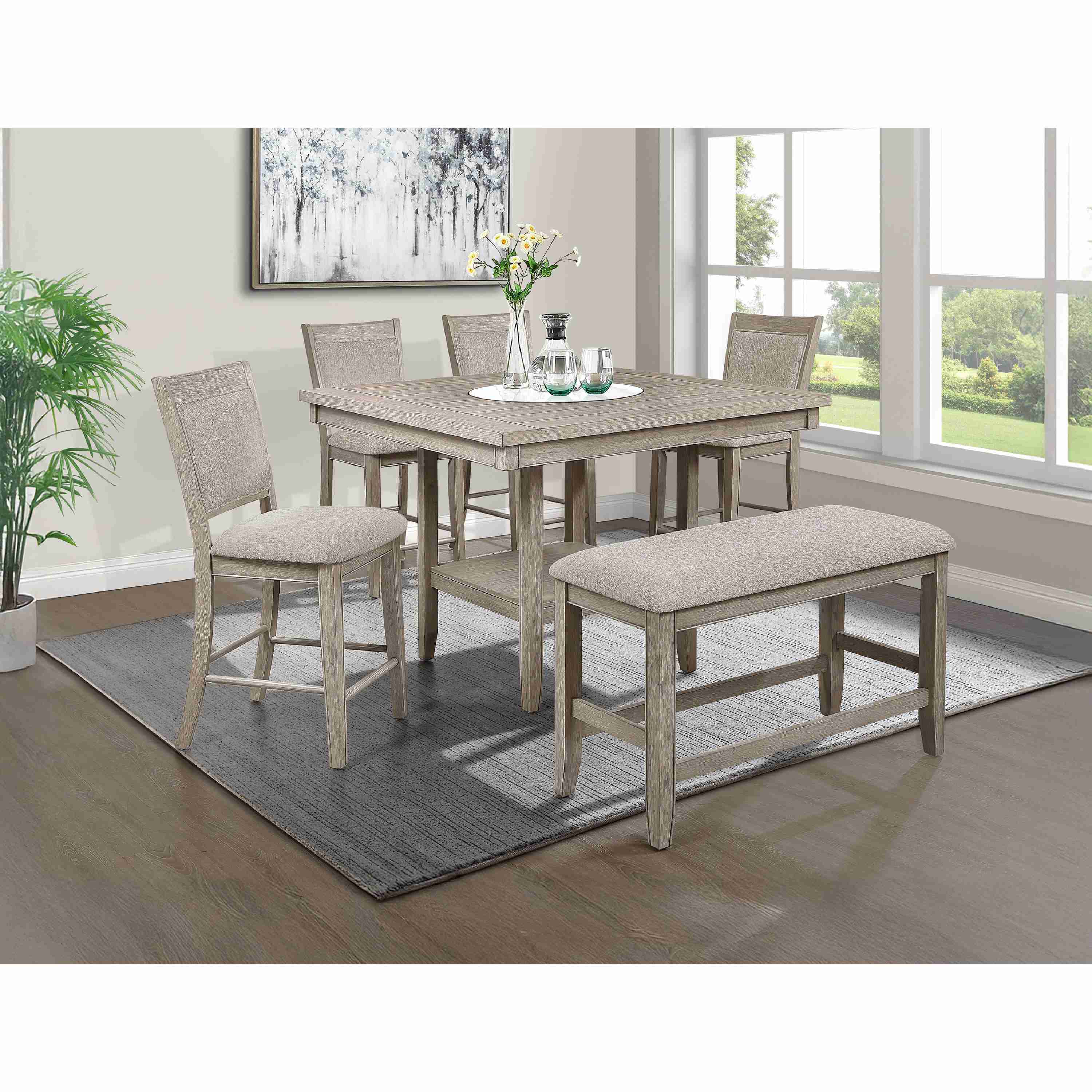 Crown Mark Fulton 2727MB-T-4848 Counter Height Dining Table - White Oak - Image 3