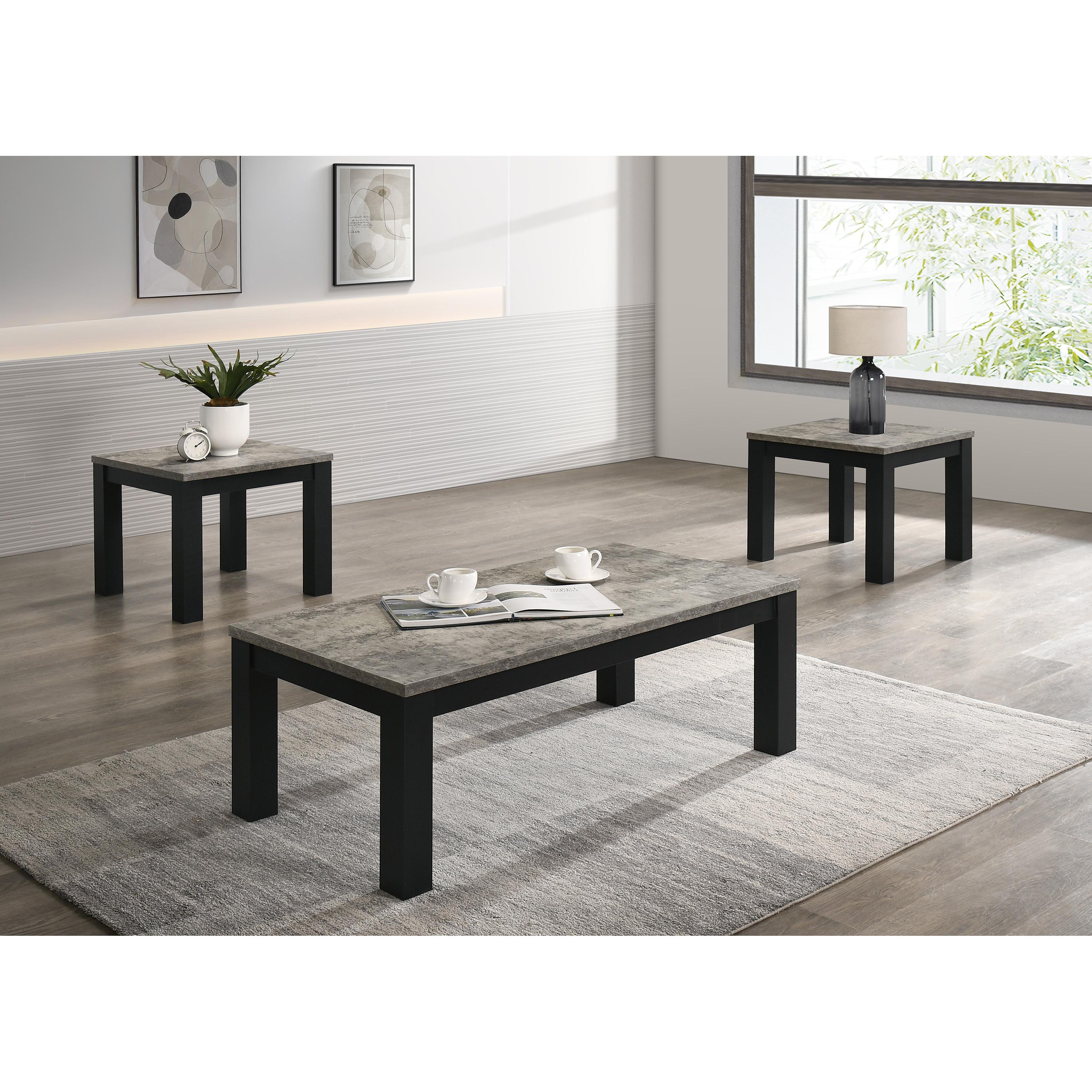 Crown Mark Theo 4168SET-CC 3 pc Cocktail Table Set - Concrete - Image 1
