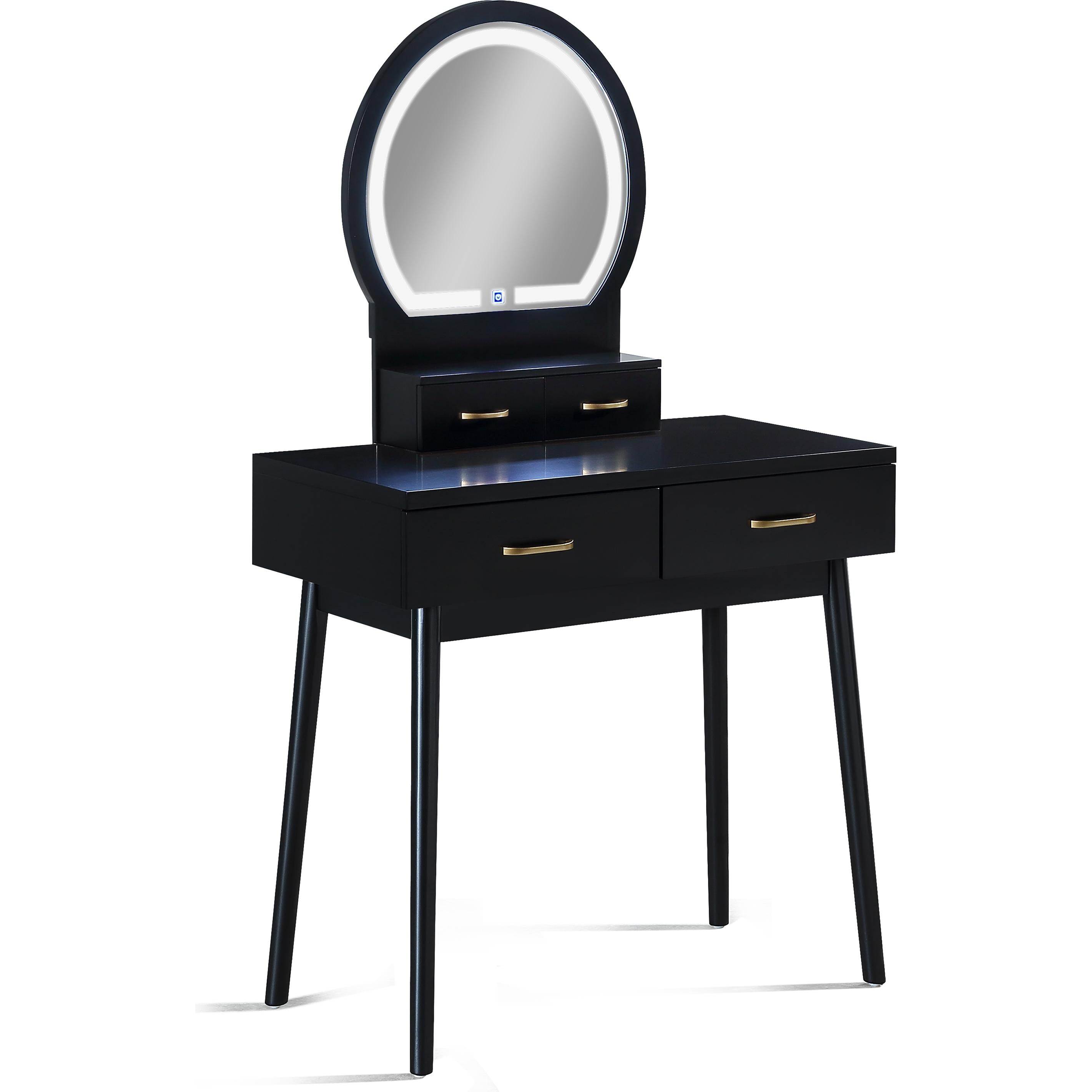 Crown Mark Cecilia 4905SET-BK Vanity Table & Stool - Black - Image 2