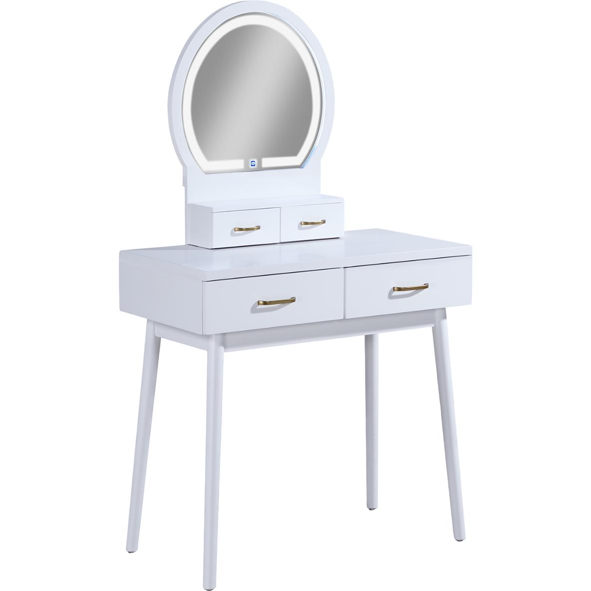 Crown Mark Cecilia 4905SET-WH Vanity Table & Stool - White - Image 2