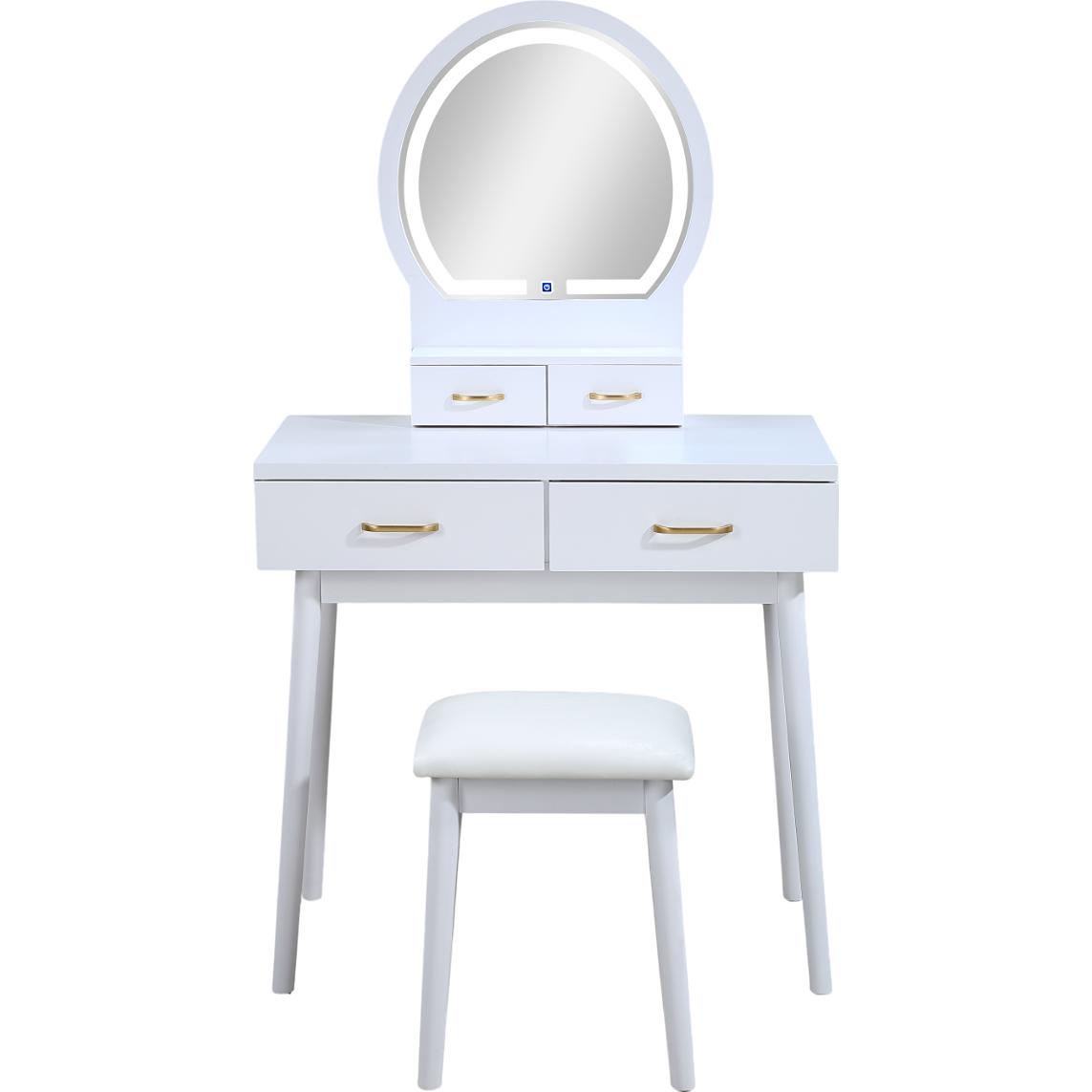 Crown Mark Cecilia 4905SET-WH Vanity Table & Stool - White - Image 3