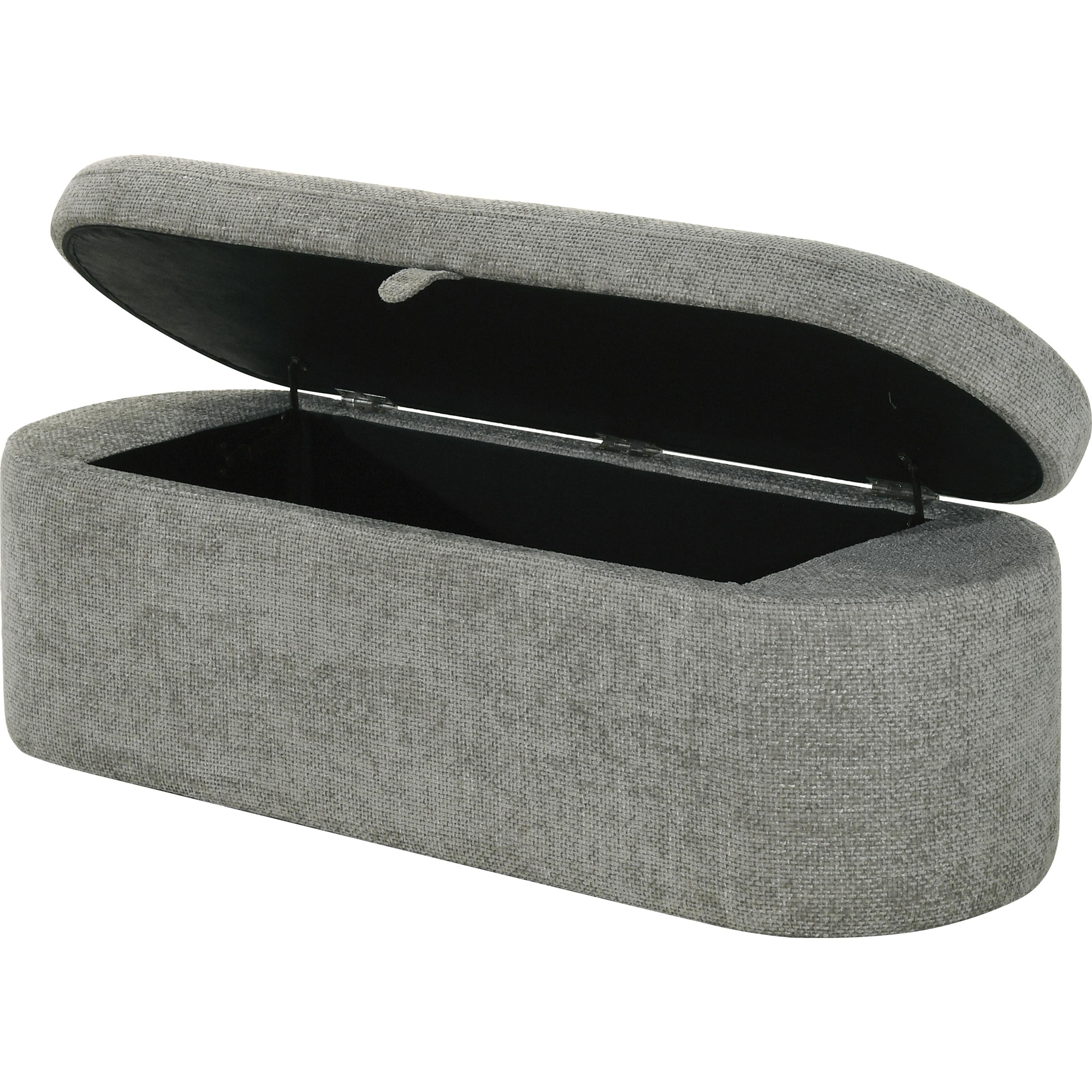 Crown Mark Philipa 4924LG-BENCH Storage Bench - Light Grey Tweed - Image 2