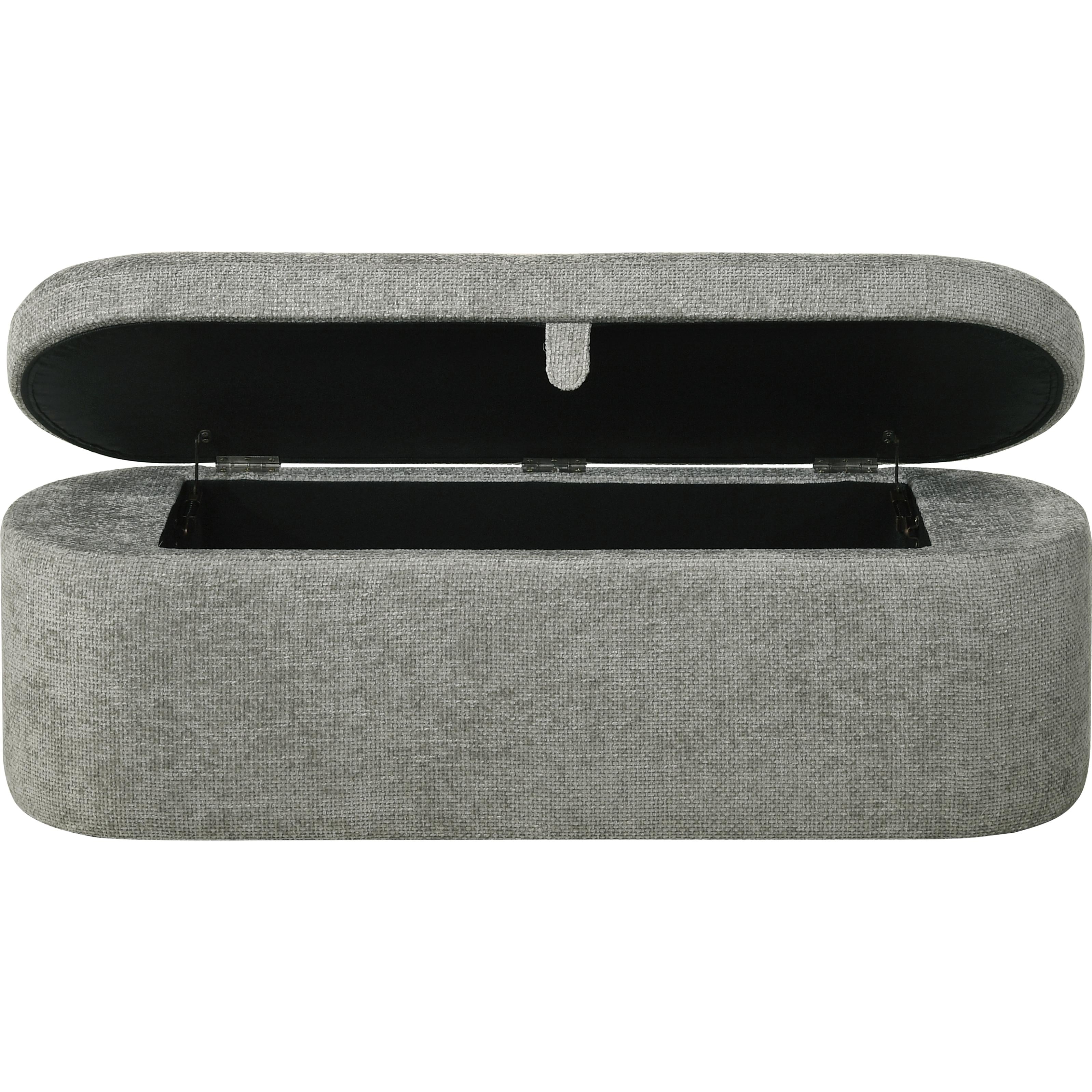 Crown Mark Philipa 4924LG-BENCH Storage Bench - Light Grey Tweed - Image 3