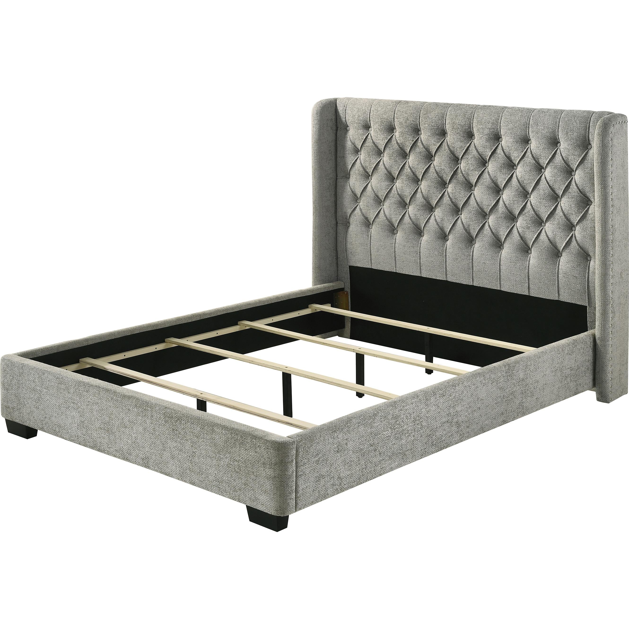 Crown Mark Daphne 5094LG-K King Bed - Light Grey Tweed - Image 2