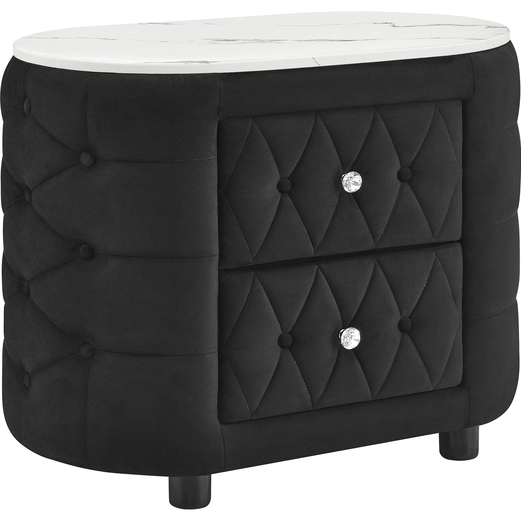 Crown Mark Natalia 5115BK-2 2-Drawer Nightstand - Black - Image 1