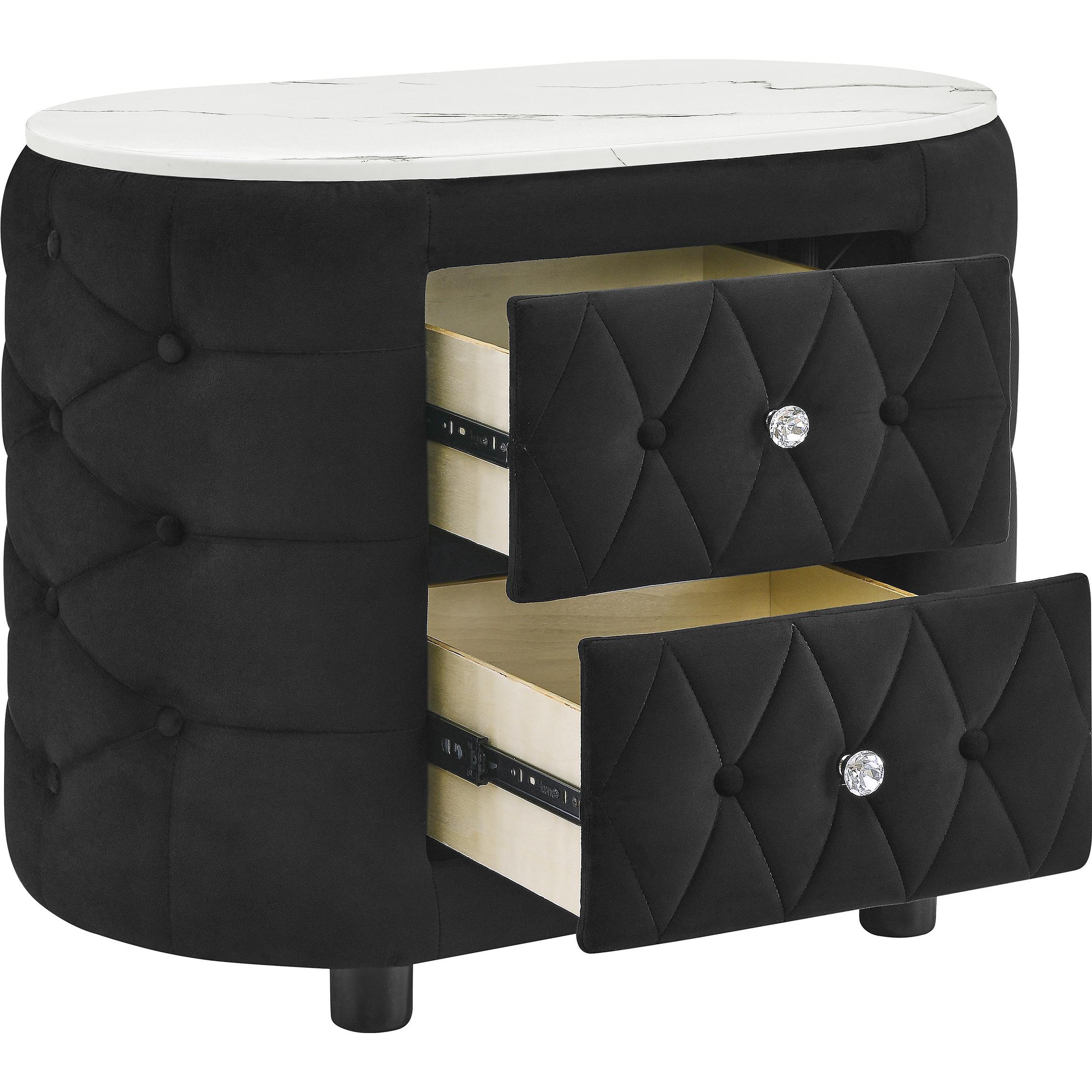 Crown Mark Natalia 5115BK-2 2-Drawer Nightstand - Black - Image 2