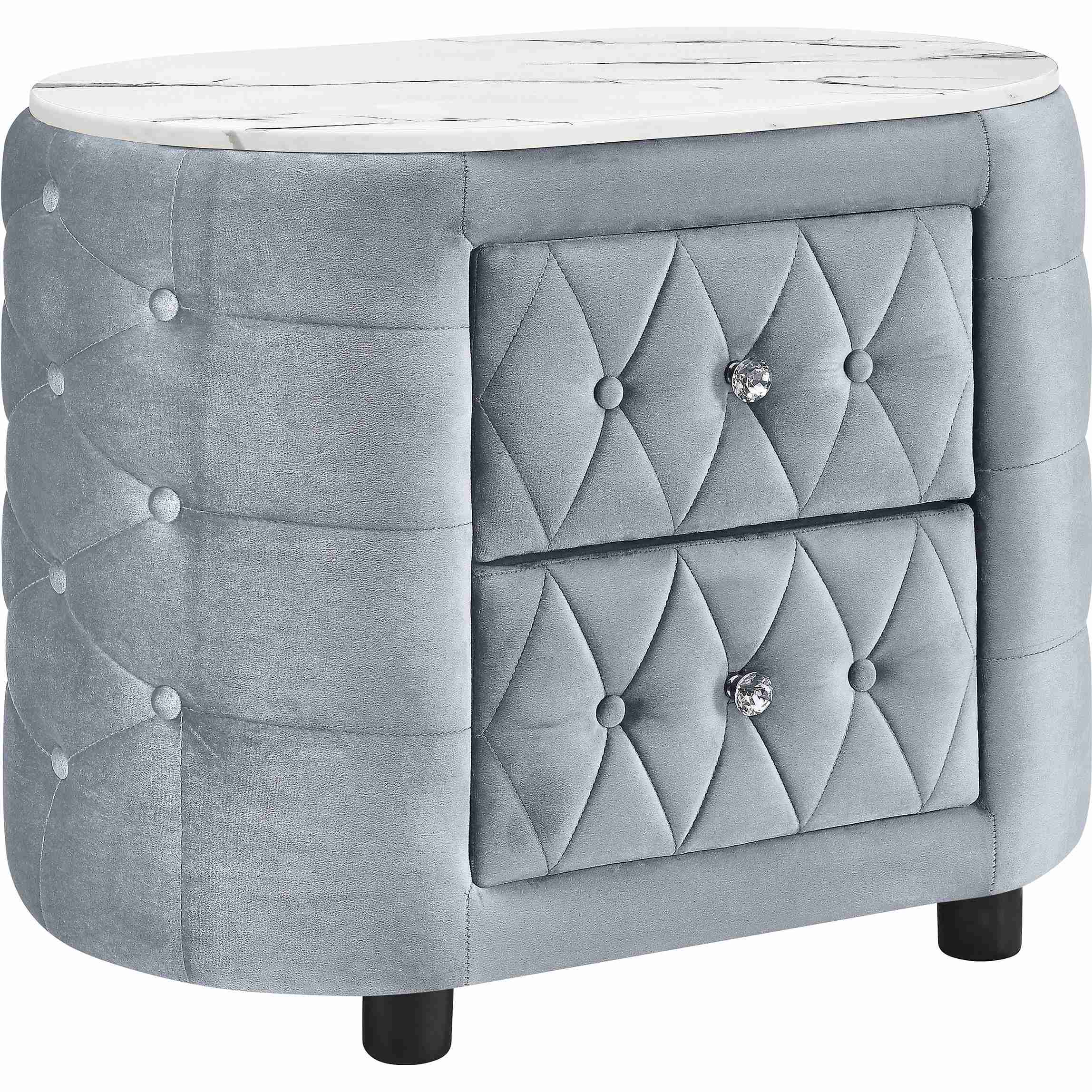 Crown Mark Natalia 5115GY-2 2-Drawer Nightstand - Grey - Image 1