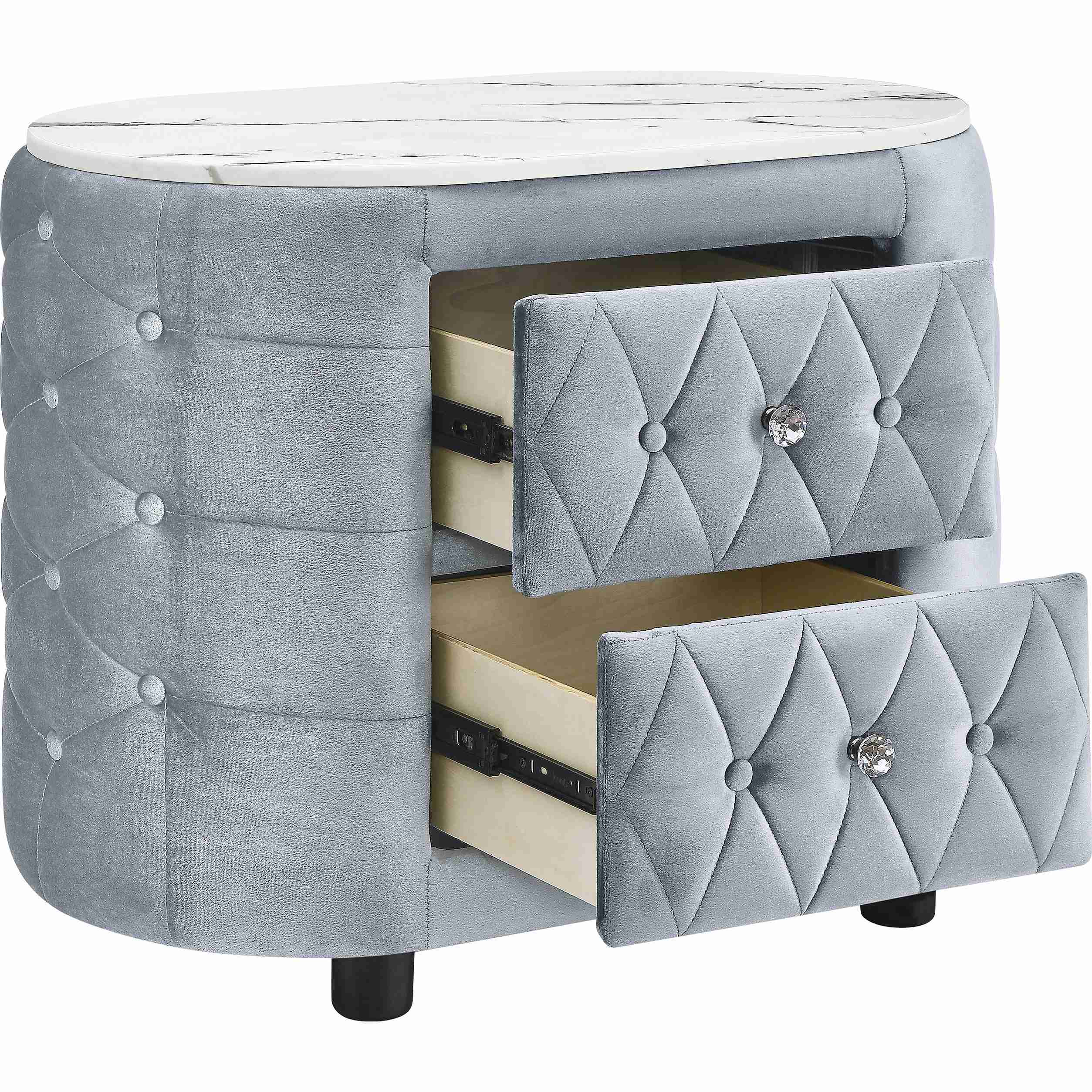 Crown Mark Natalia 5115GY-2 2-Drawer Nightstand - Grey - Image 2