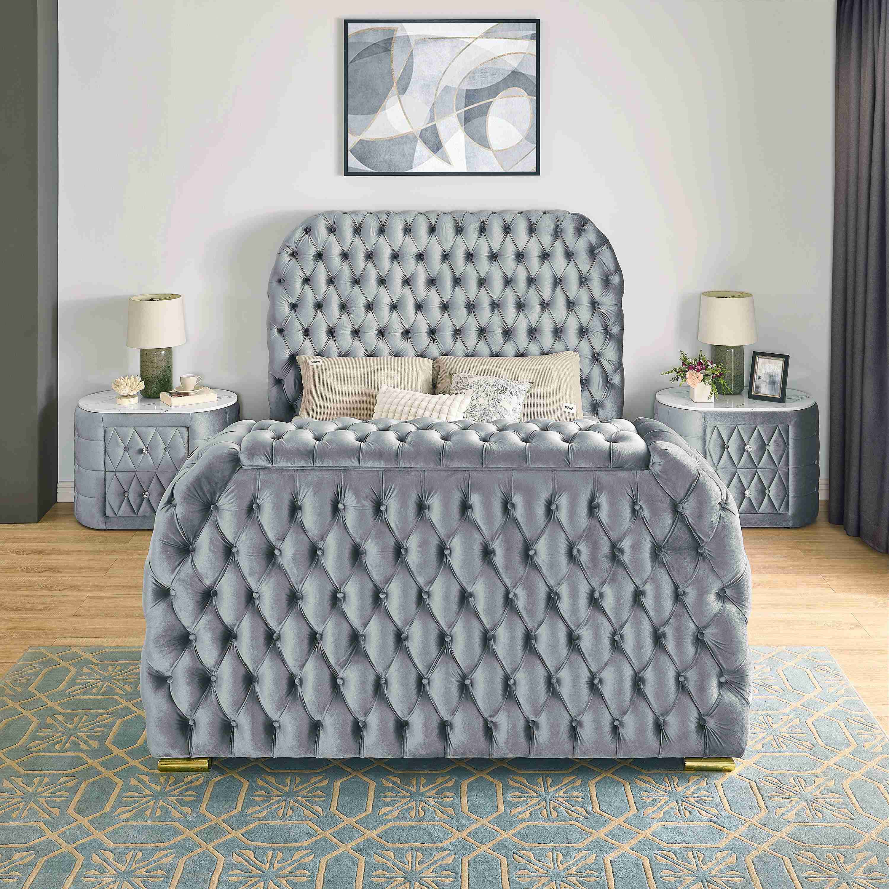 Crown Mark Natalia 5115GY-2 2-Drawer Nightstand - Grey - Image 3