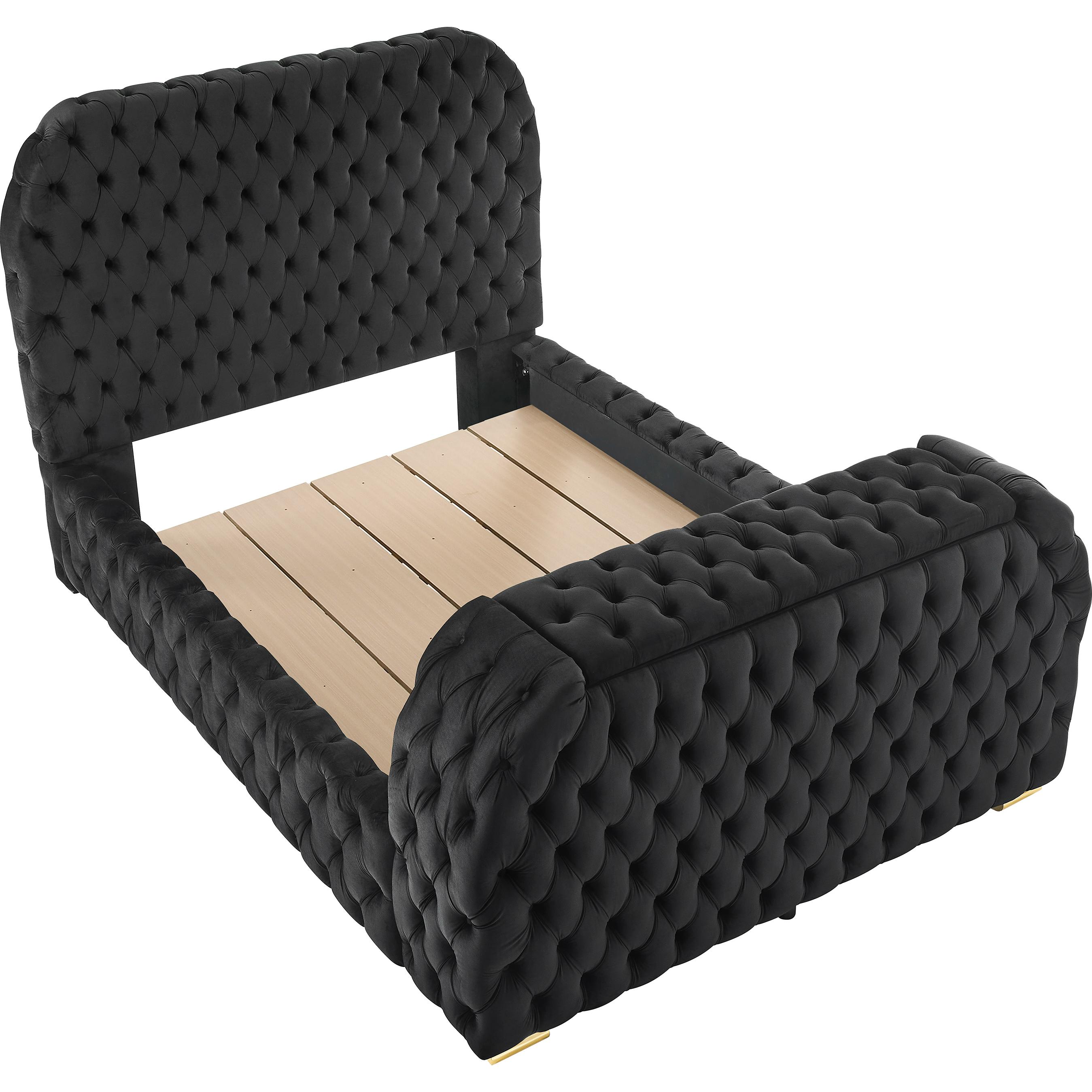 Crown Mark Natalia 5115BK-Q Queen Bed with Fireplace and TV Lift - Black - Image 1