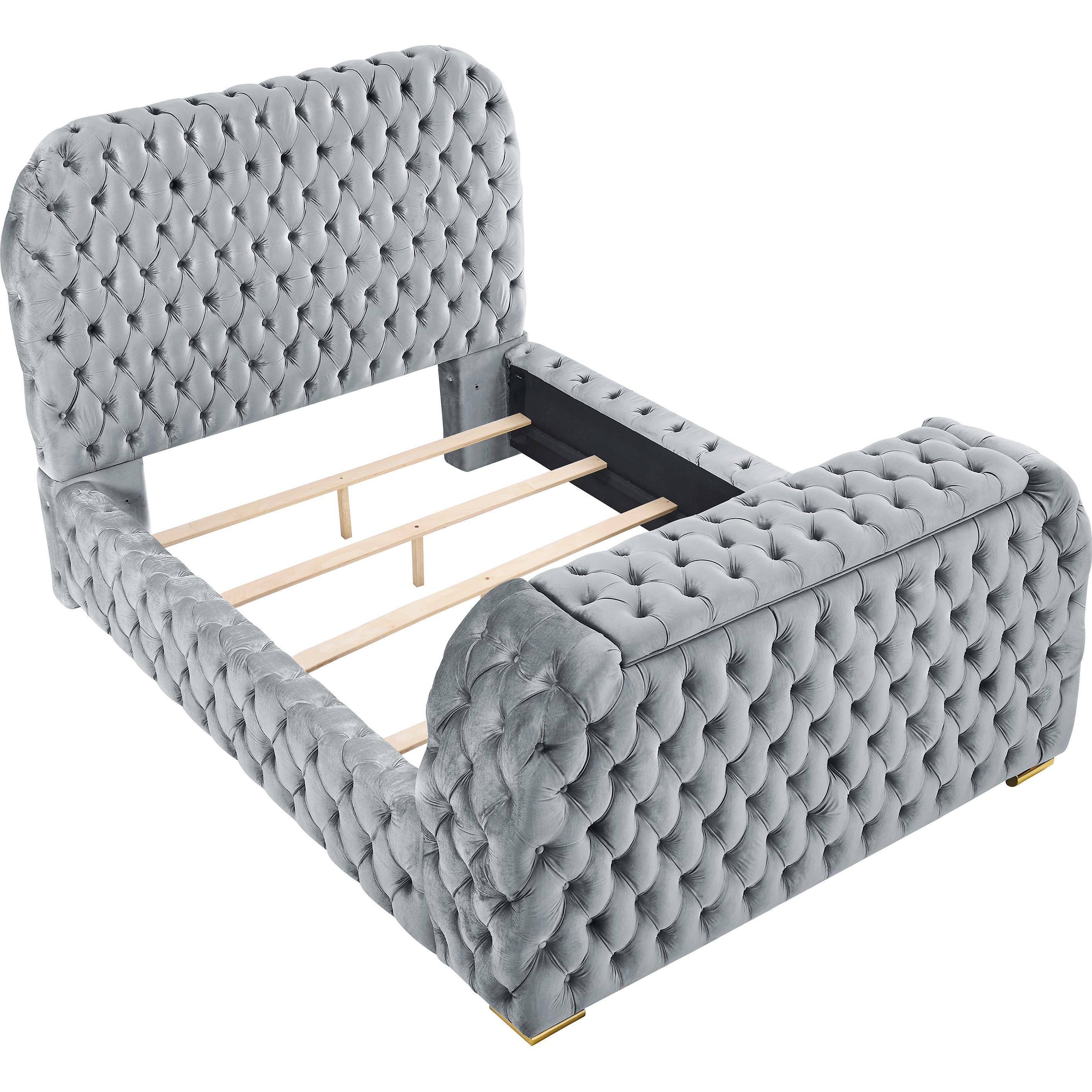 Crown Mark Natalia 5115GY-K King Bed with Fireplace and TV Lift - Grey - Image 2
