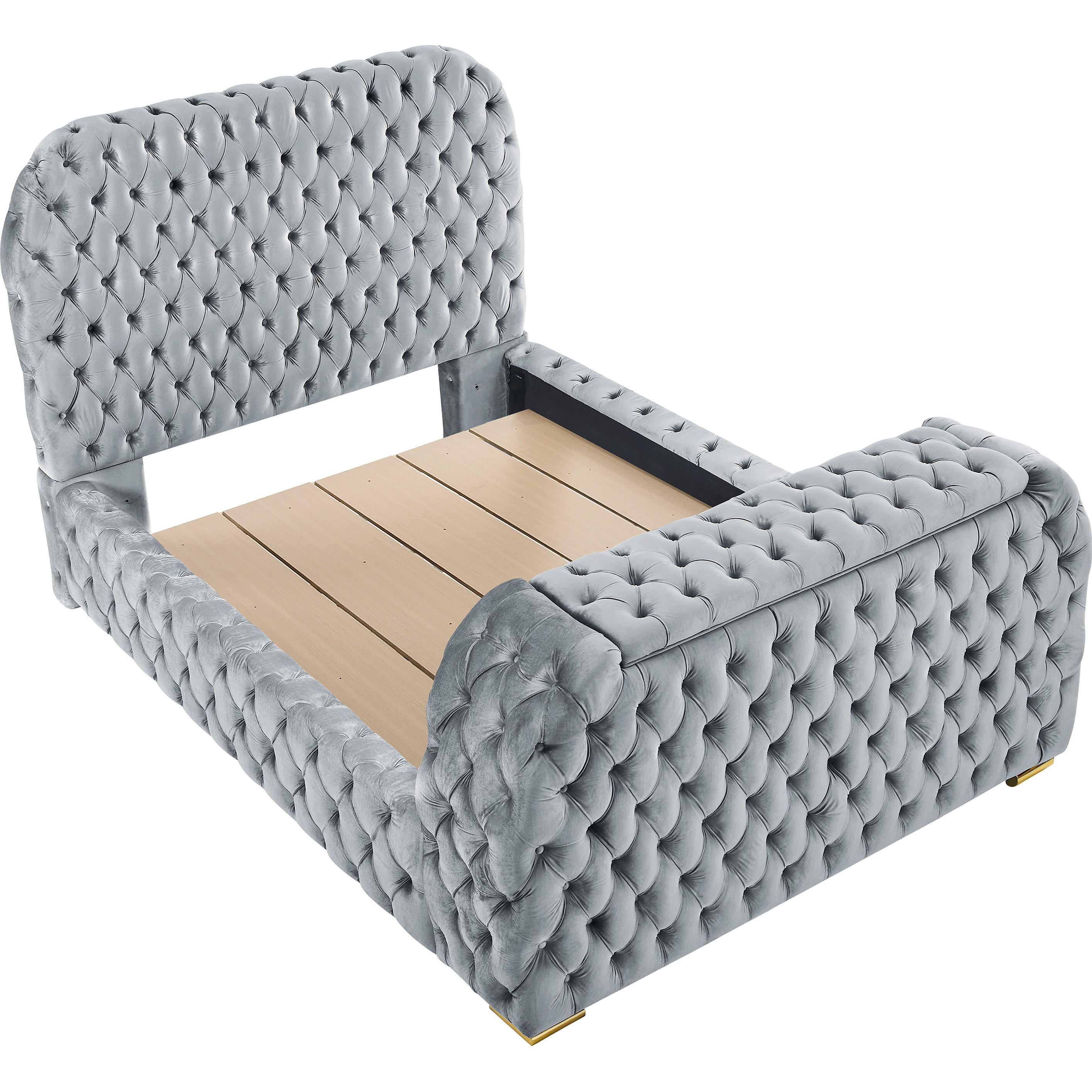 Crown Mark Natalia 5115GY-Q Queen Bed with Fireplace and TV Lift - Grey - Image 1