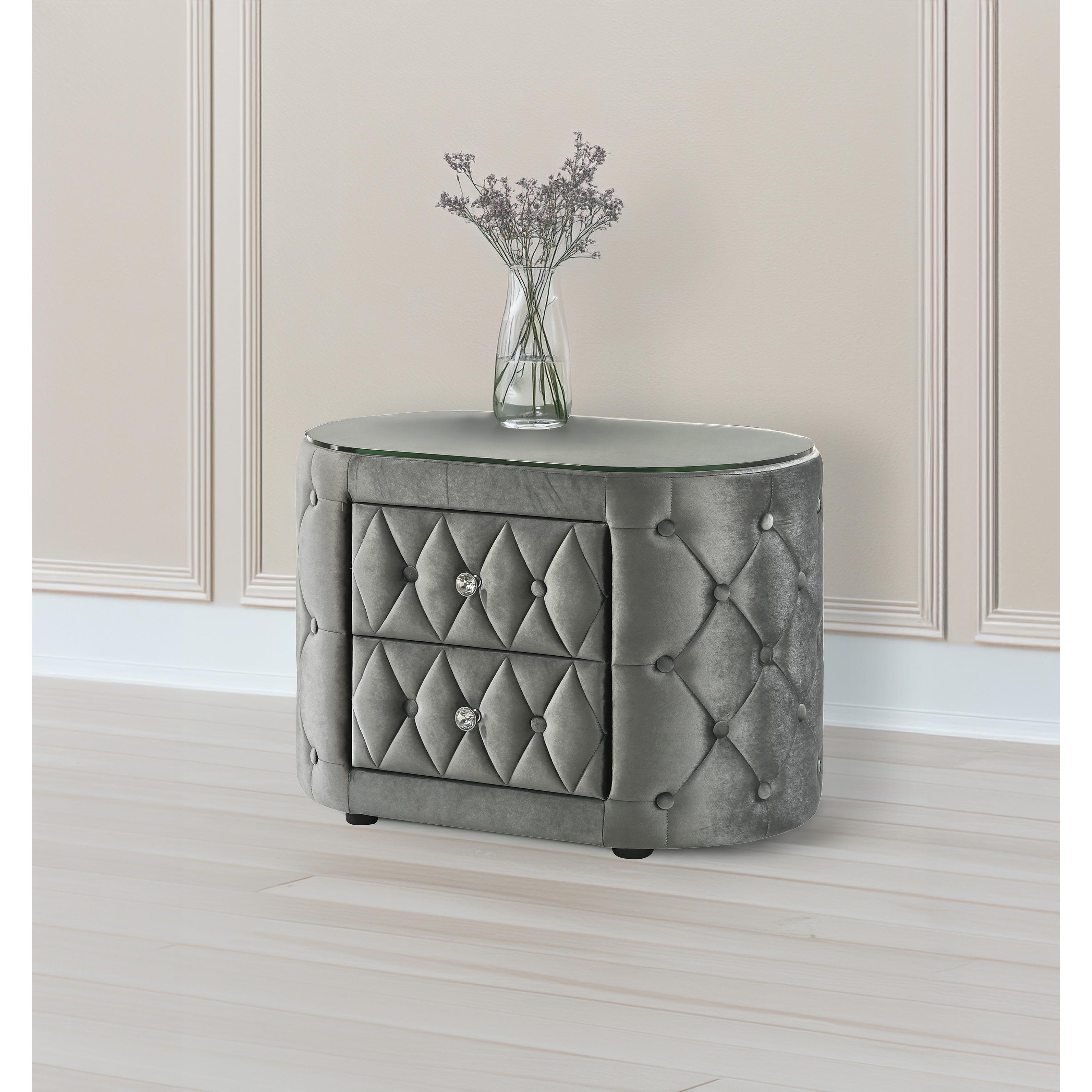 Crown Mark Voltare 5212GY-2 Nightstand - Grey - Image 2