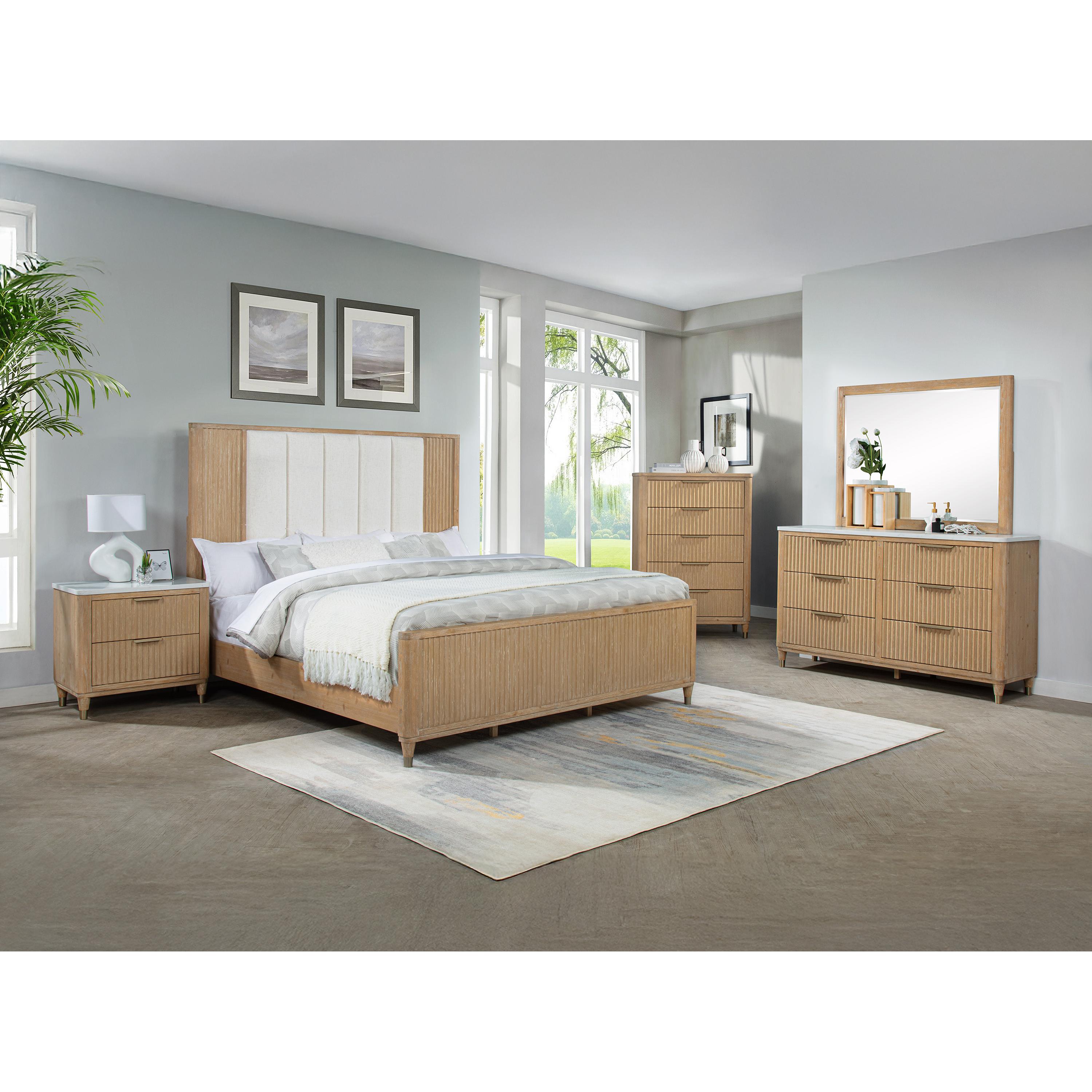 Crown Mark Kara B1450-K King Bed - Cerused Natural - Image 3