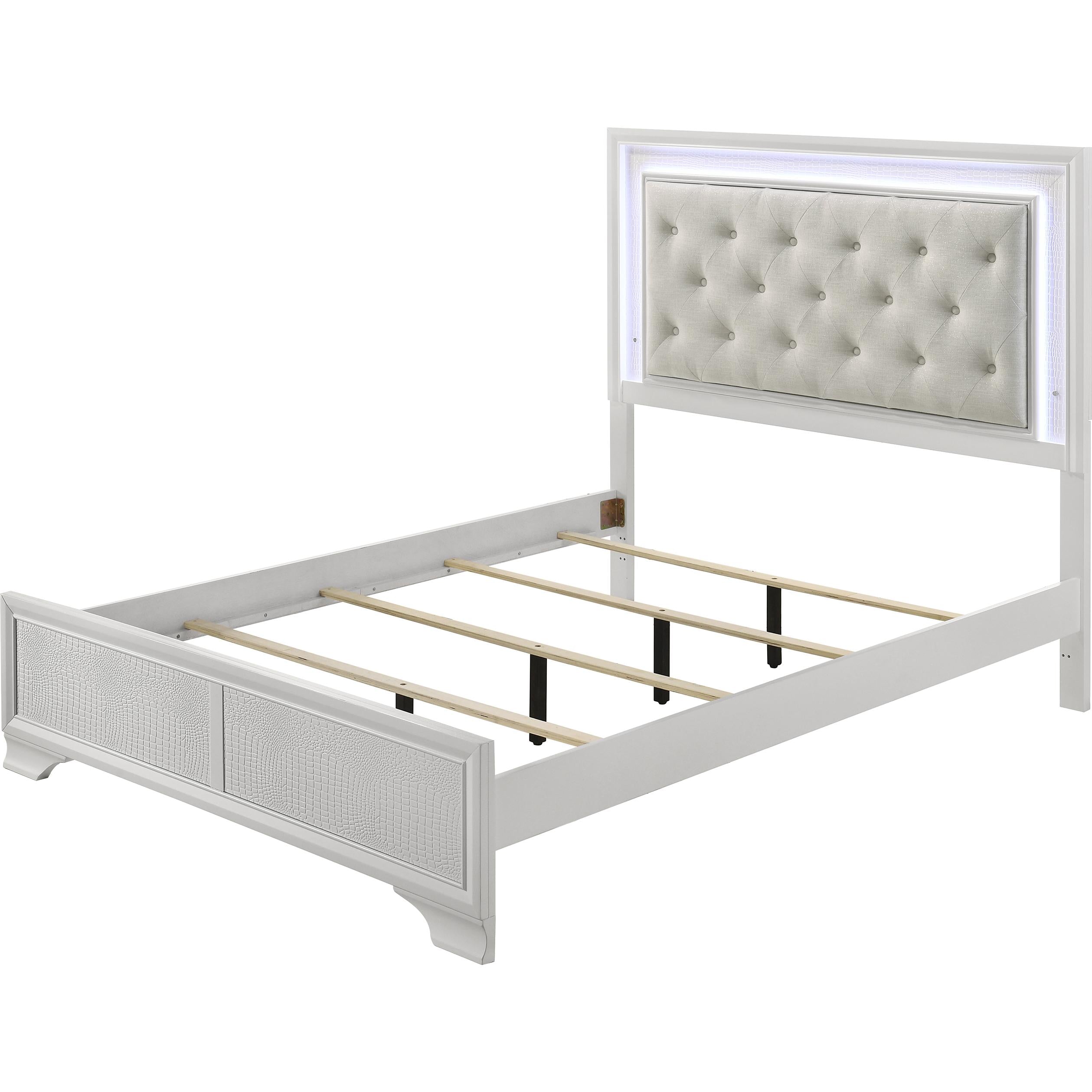Crown Mark Lyssa B4312-F Full Bed with LED - Oat/Frost - Image 2