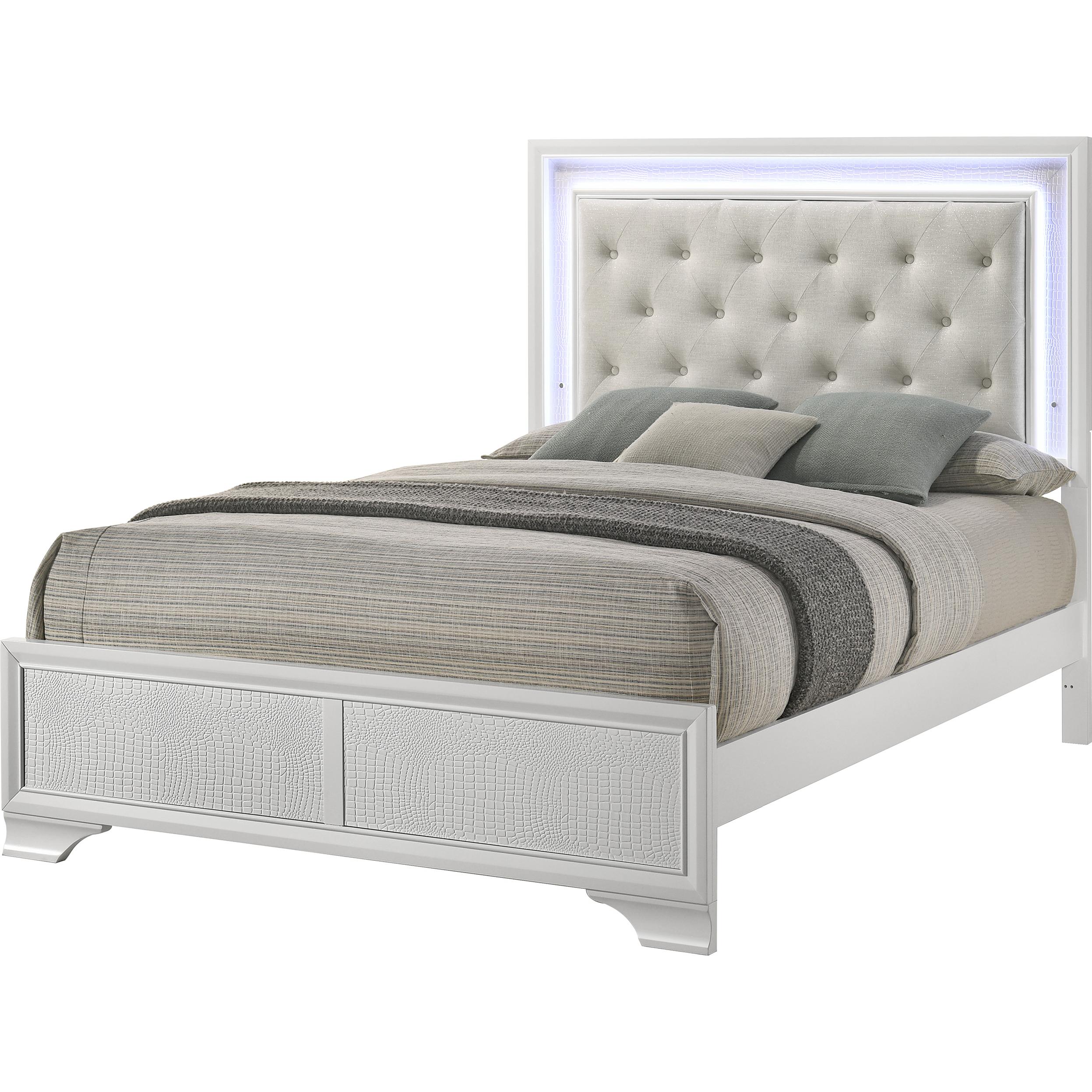 Crown Mark Lyssa B4312-T Twin Bed with LED - Oat/Frost - Image 1