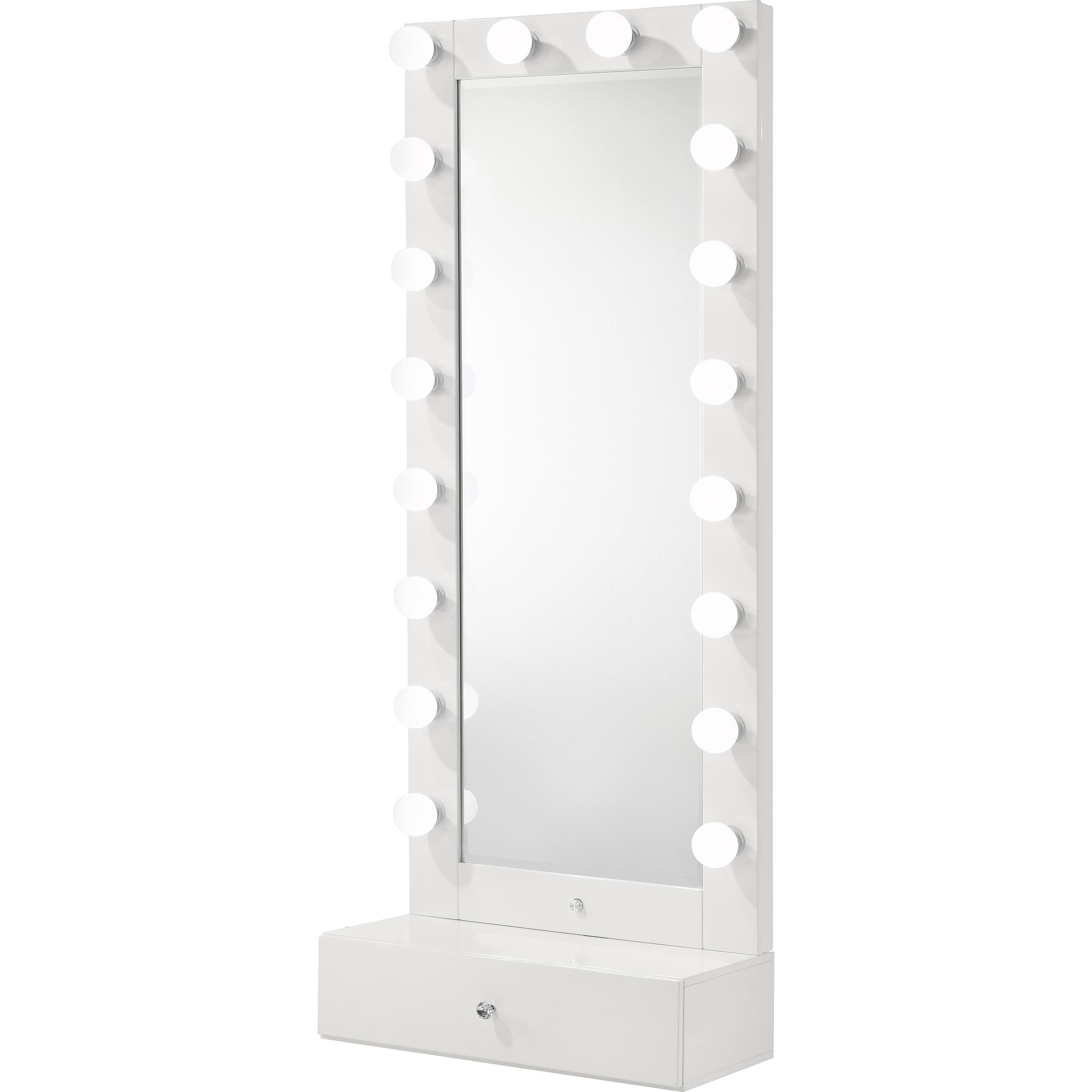 Crown Mark Luxo B4852WH-DB-SET Tall Lighted Vanity with Drawer – White