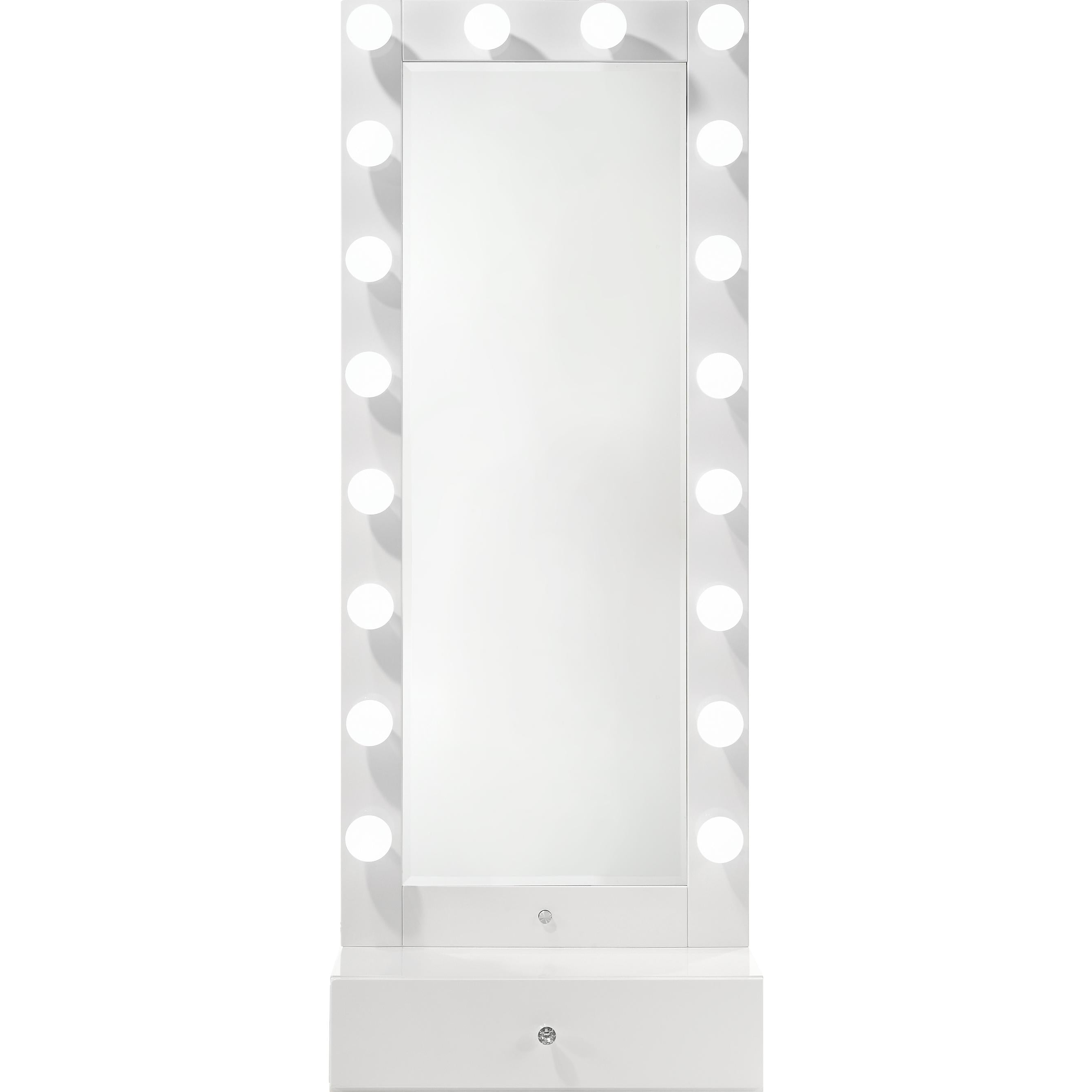Crown Mark Luxo B4852WH-DB-SET Tall Lighted Vanity with Drawer - White - Image 2