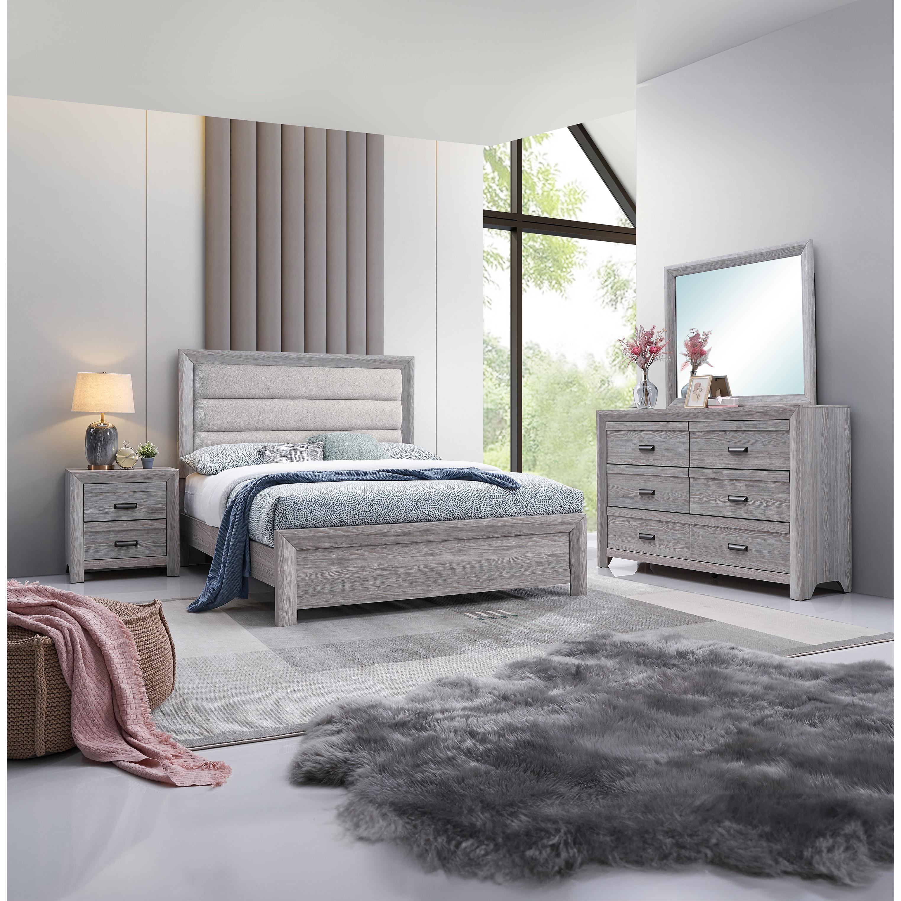 Crown Mark Adelaide B6712-K King Upholstered Bed - Driftwood - Image 3