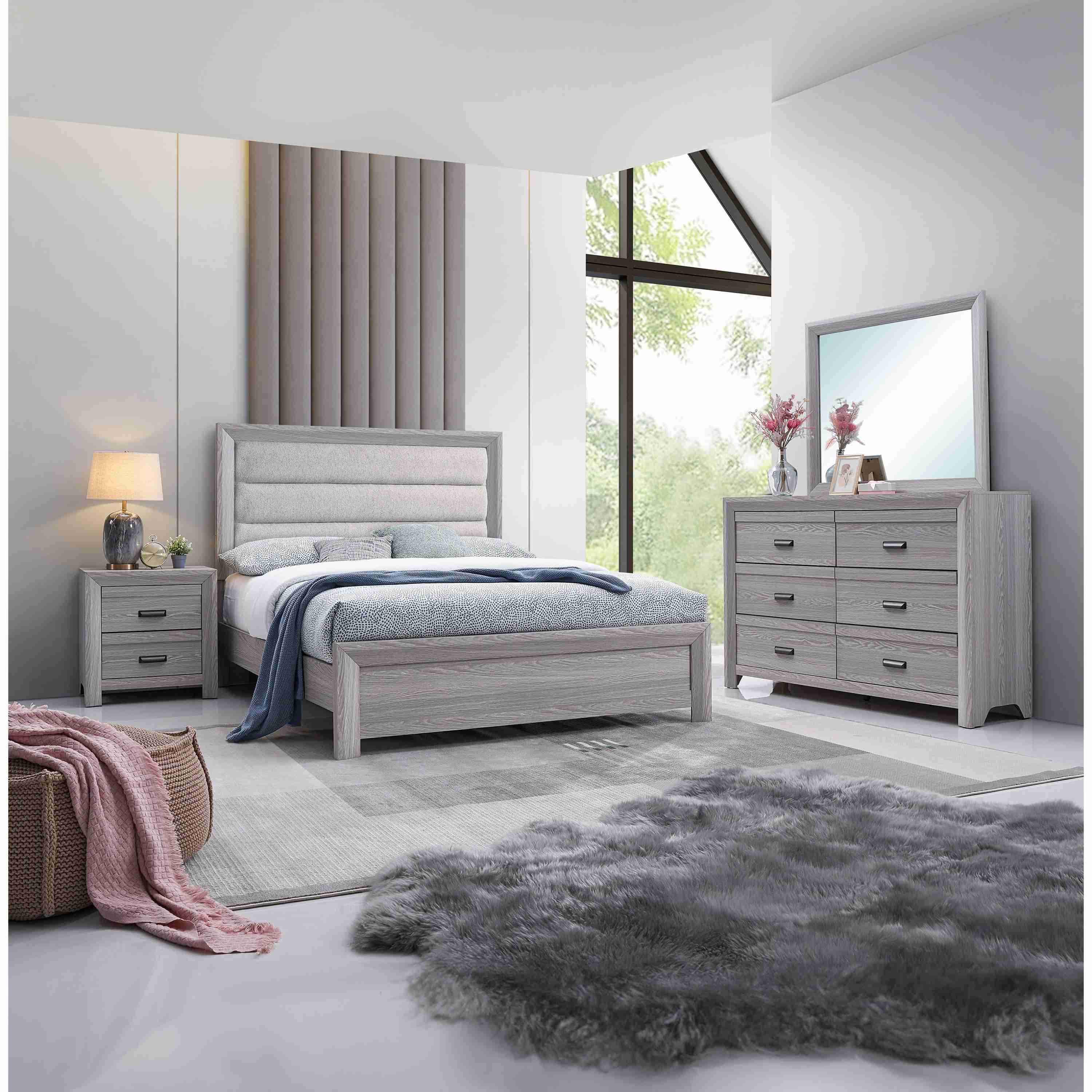 Crown Mark Adelaide B6710-F Full Upholstered Bed - Driftwood - Image 3
