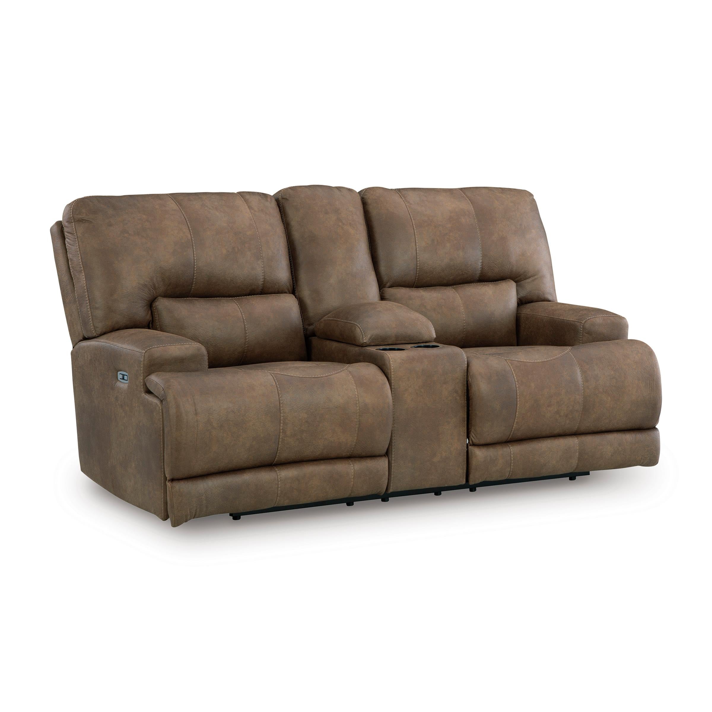 Signature Design by Ashley Beckley Place PC9180218 Power Reclining Loveseat with Console and Adjustable Headrest