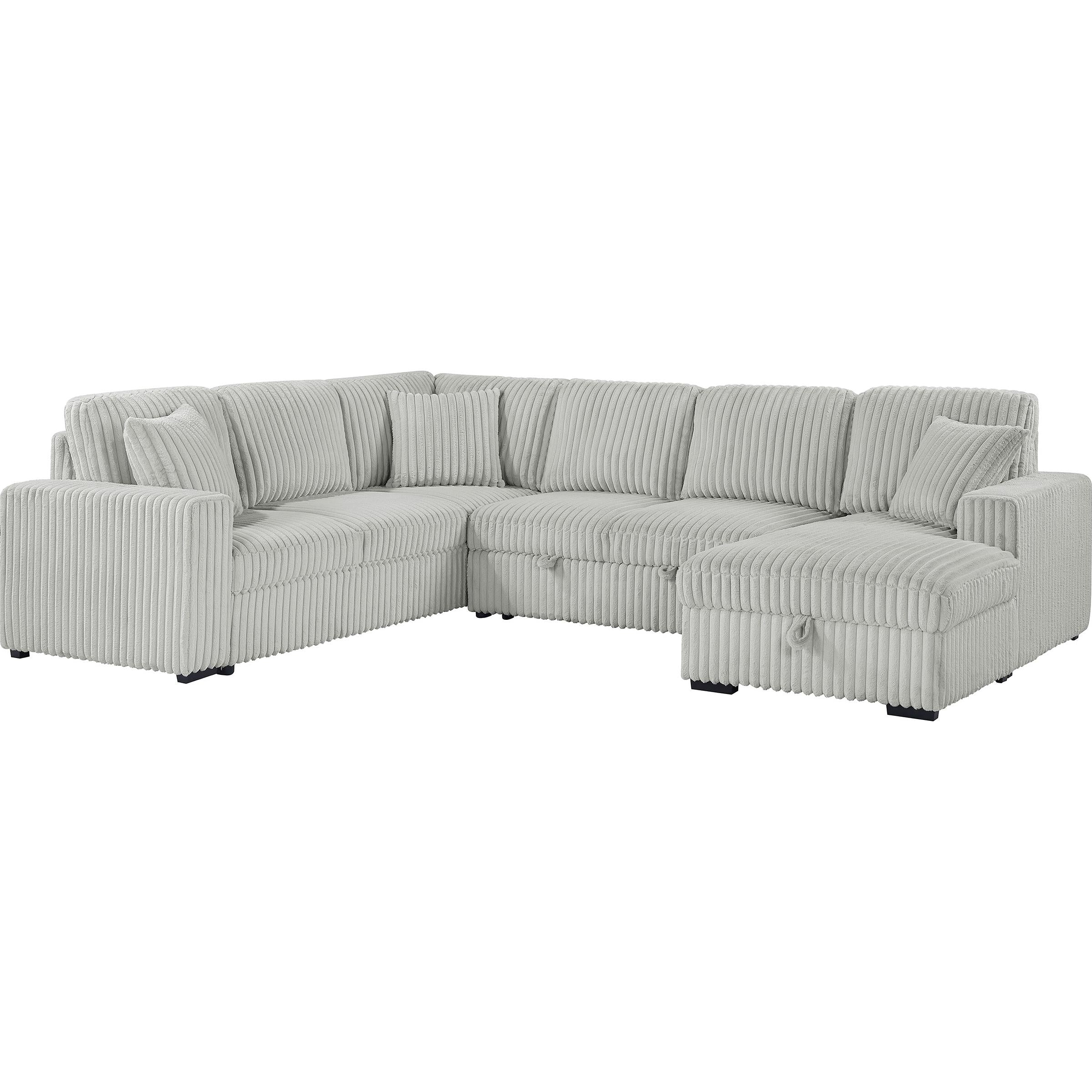Coaster Furniture Devonshire 501208 Sleeper Sectional Sofa Storage Chaise – Grey