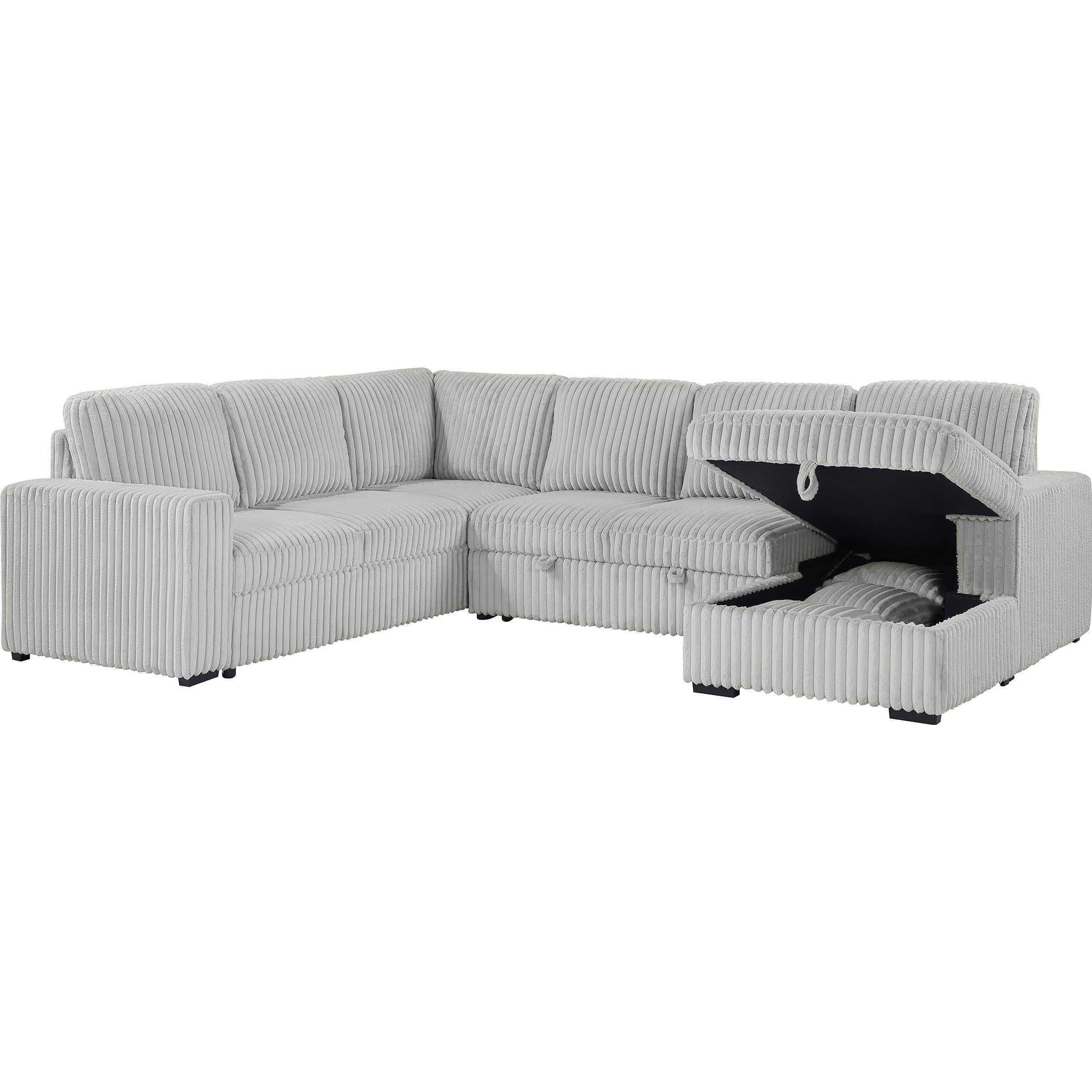 Coaster Furniture Devonshire 501208 Sleeper Sectional Sofa Storage Chaise - Grey - Image 2