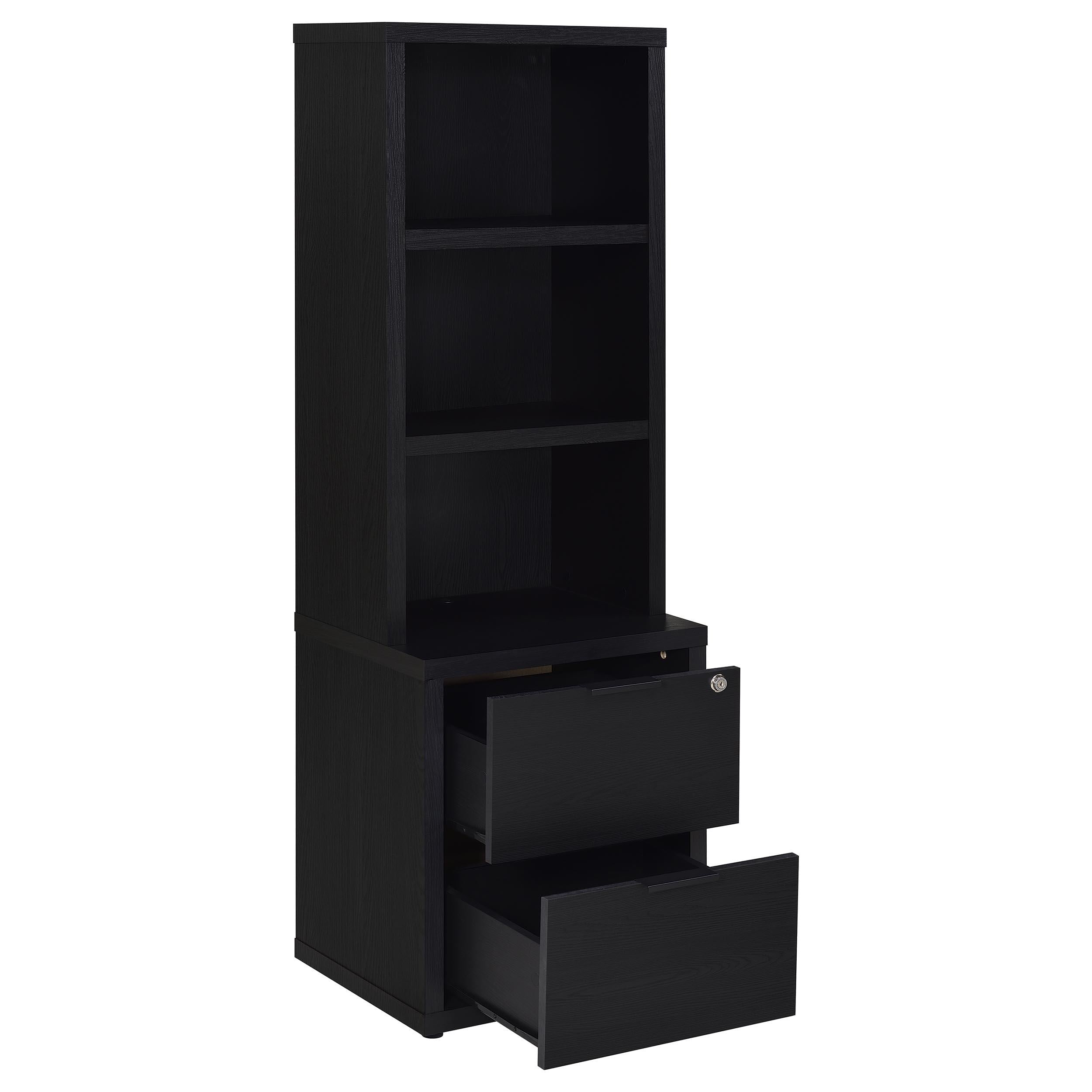 Coaster Furniture Westpark 802703 3-shelf Bookcase USB and Lockable Drawer - Black - Image 3