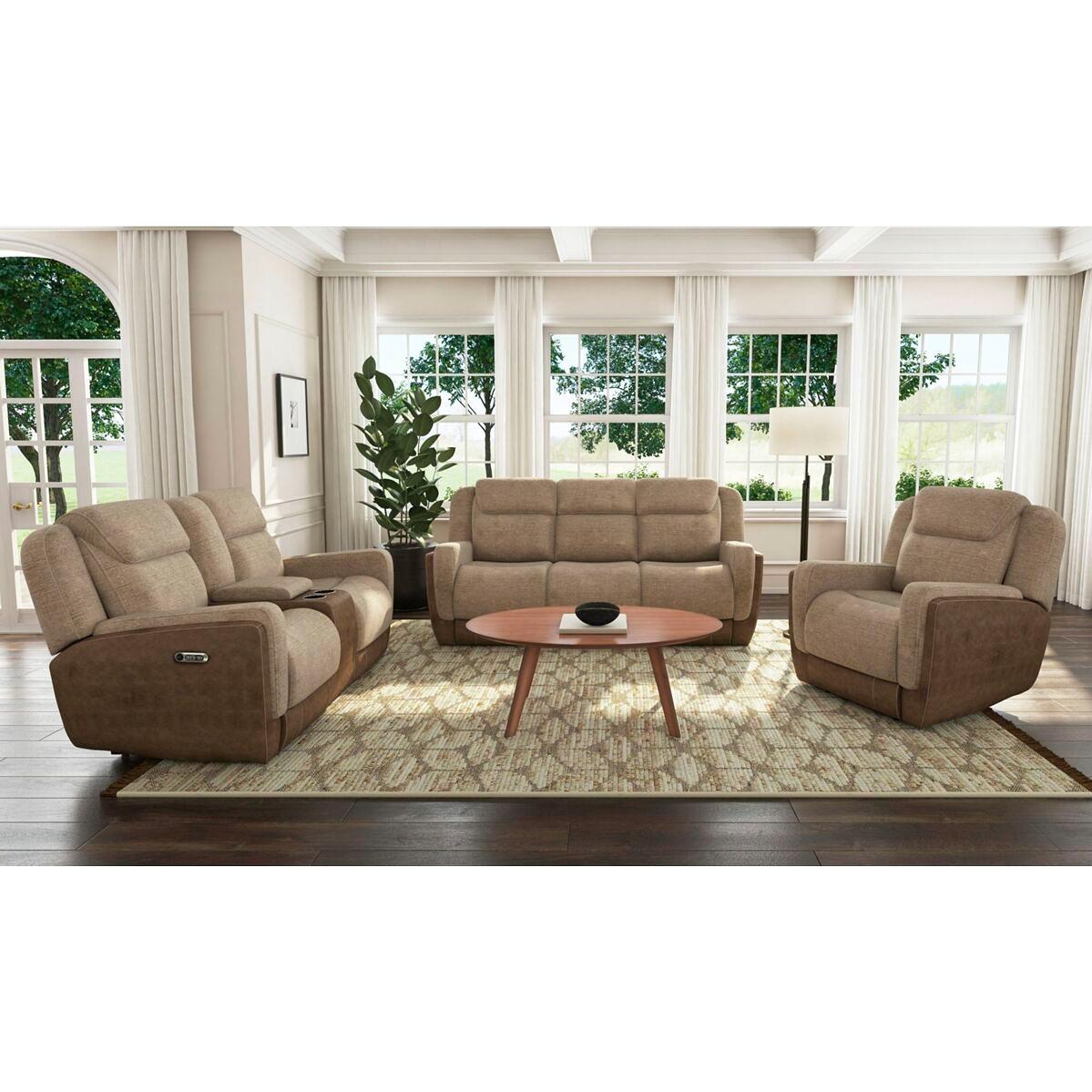 Elements International Hornet Reclining Sofa - Rancho Beige - Image 2