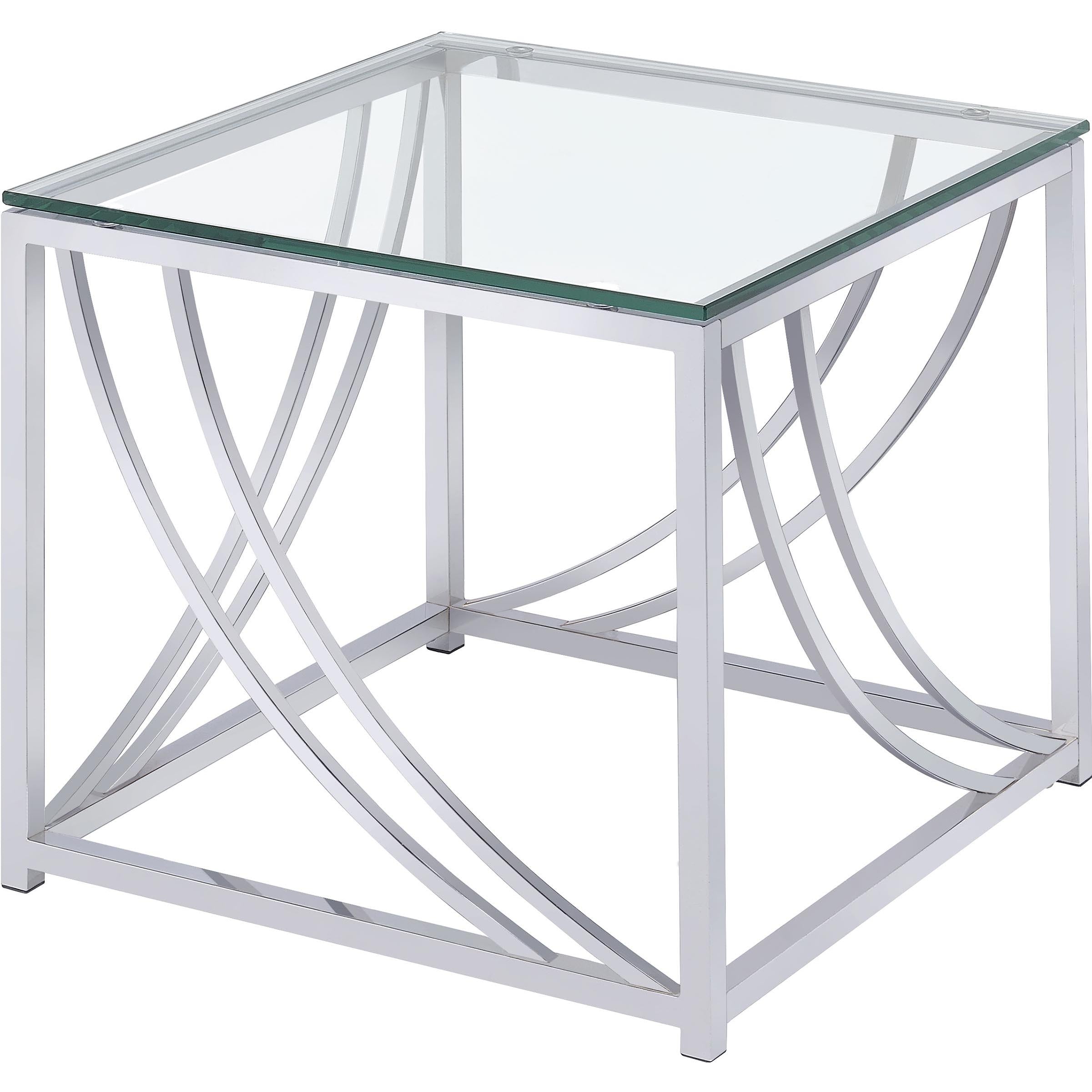 Coaster Furniture Lille 720498-S2 2-piece Glass Top Coffee And End Table Set - Chrome - Image 3