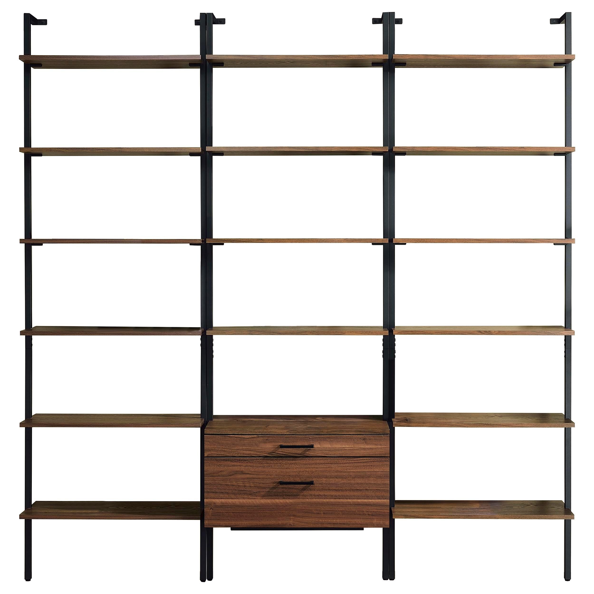 Coaster Furniture Owens 980074-S3 3-piece 96-inch Wall Mounted Bookshelf Set – Walnut