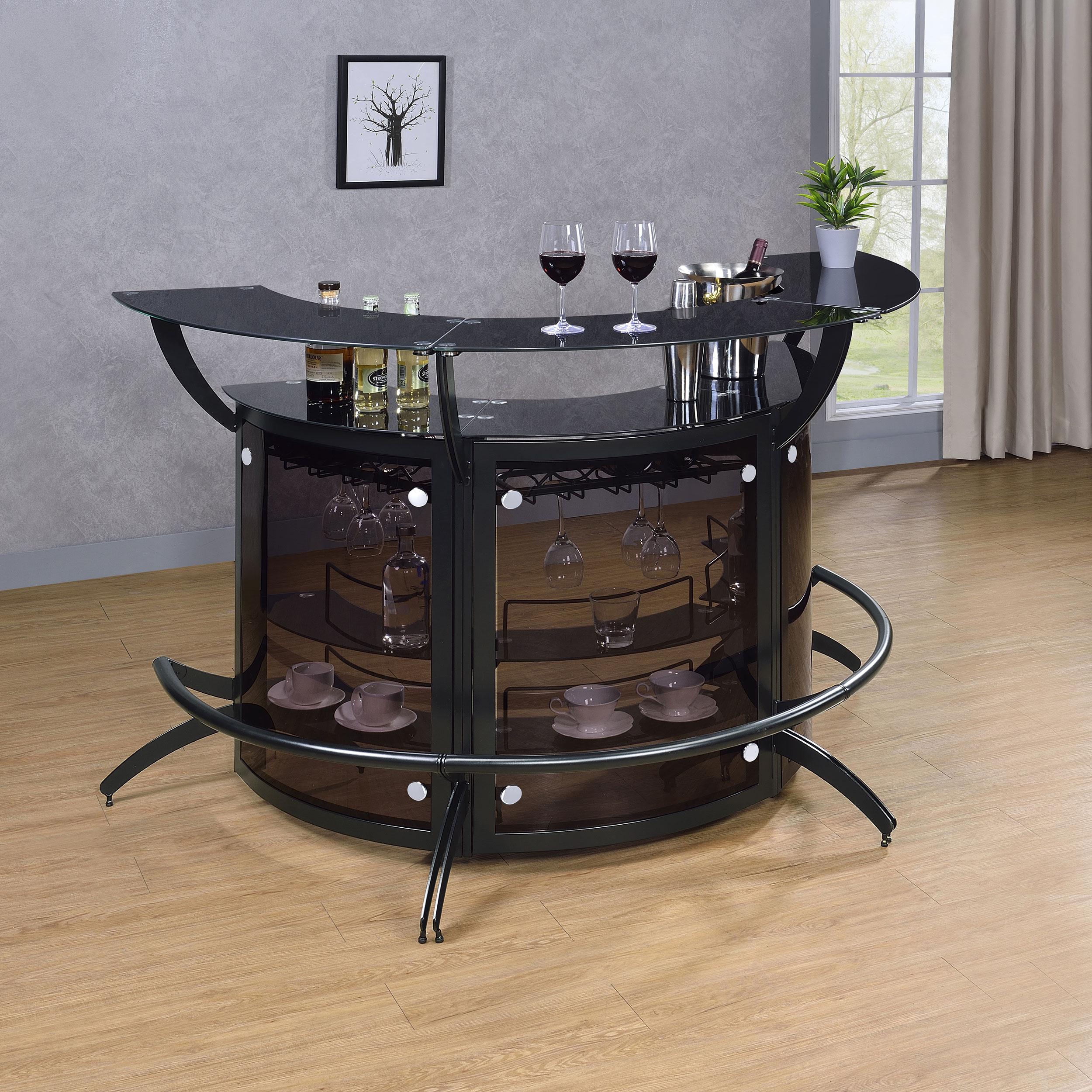 Coaster Furniture Dallas 182135-S3 3-piece Curved Freestanding Home Bar Cabinet - Black - Image 2