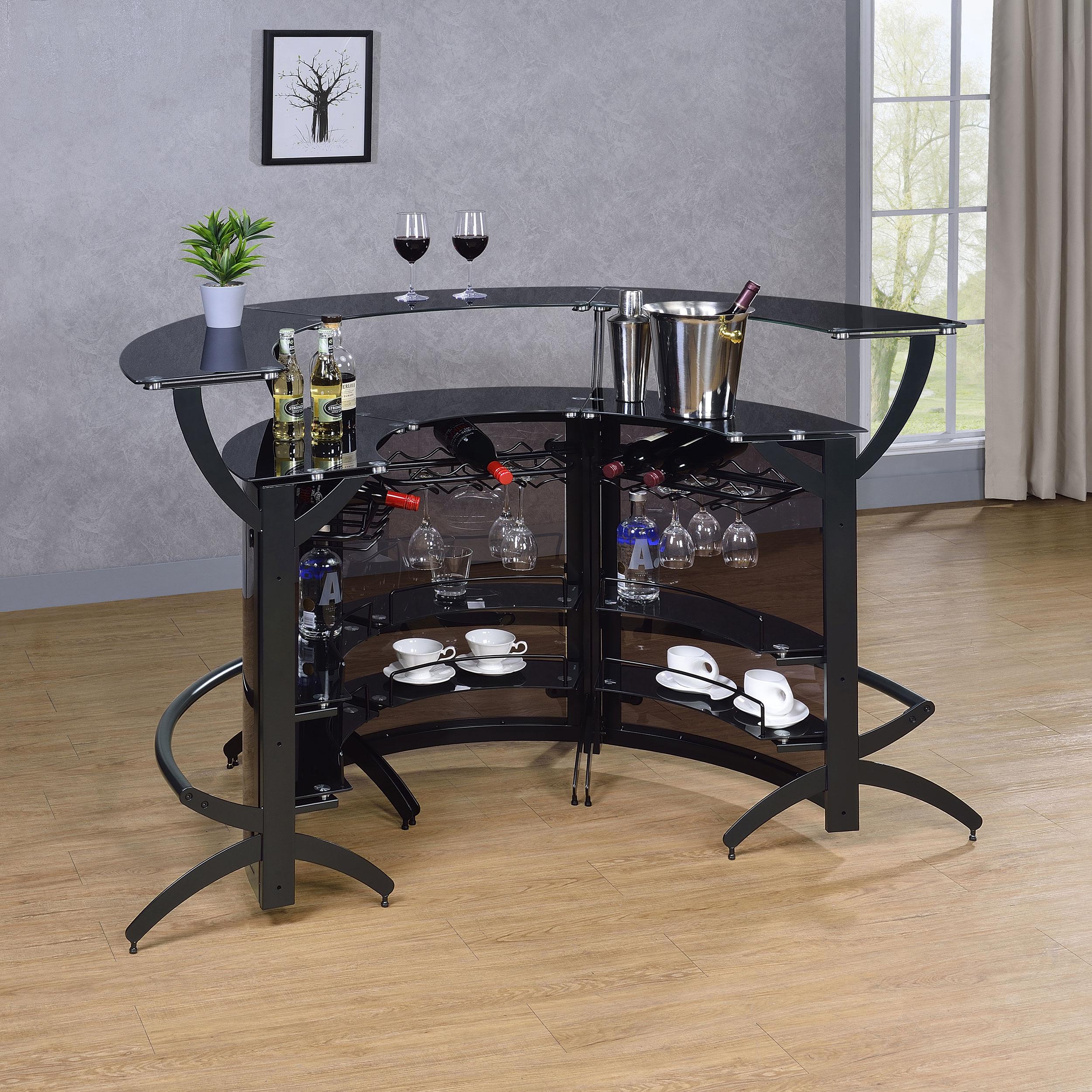 Coaster Furniture Dallas 182135-S3 3-piece Curved Freestanding Home Bar Cabinet - Black - Image 3
