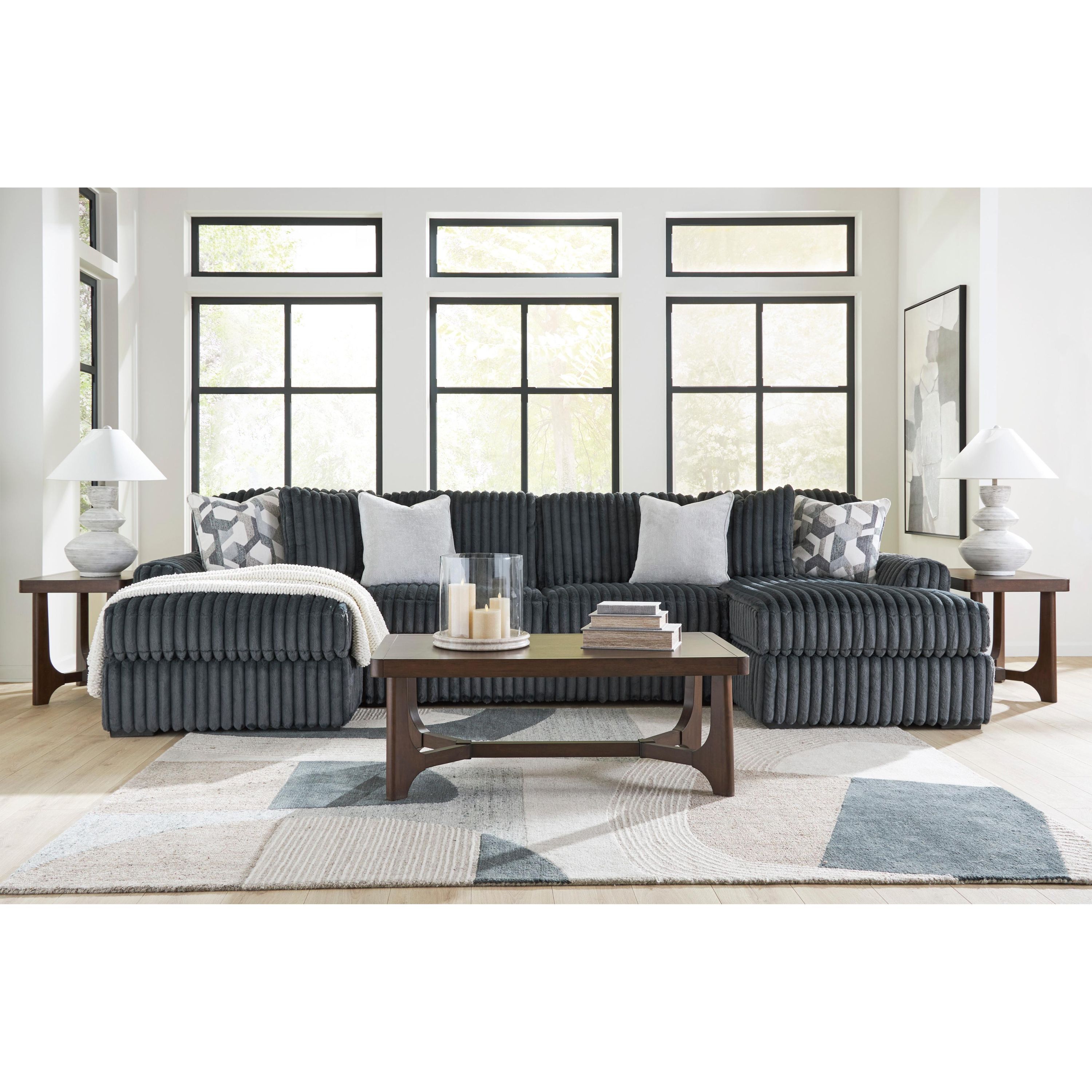 Signature Design by Ashley Midnight-Madness 98105S7 3 pc Double Chaise Sectional - Image 2