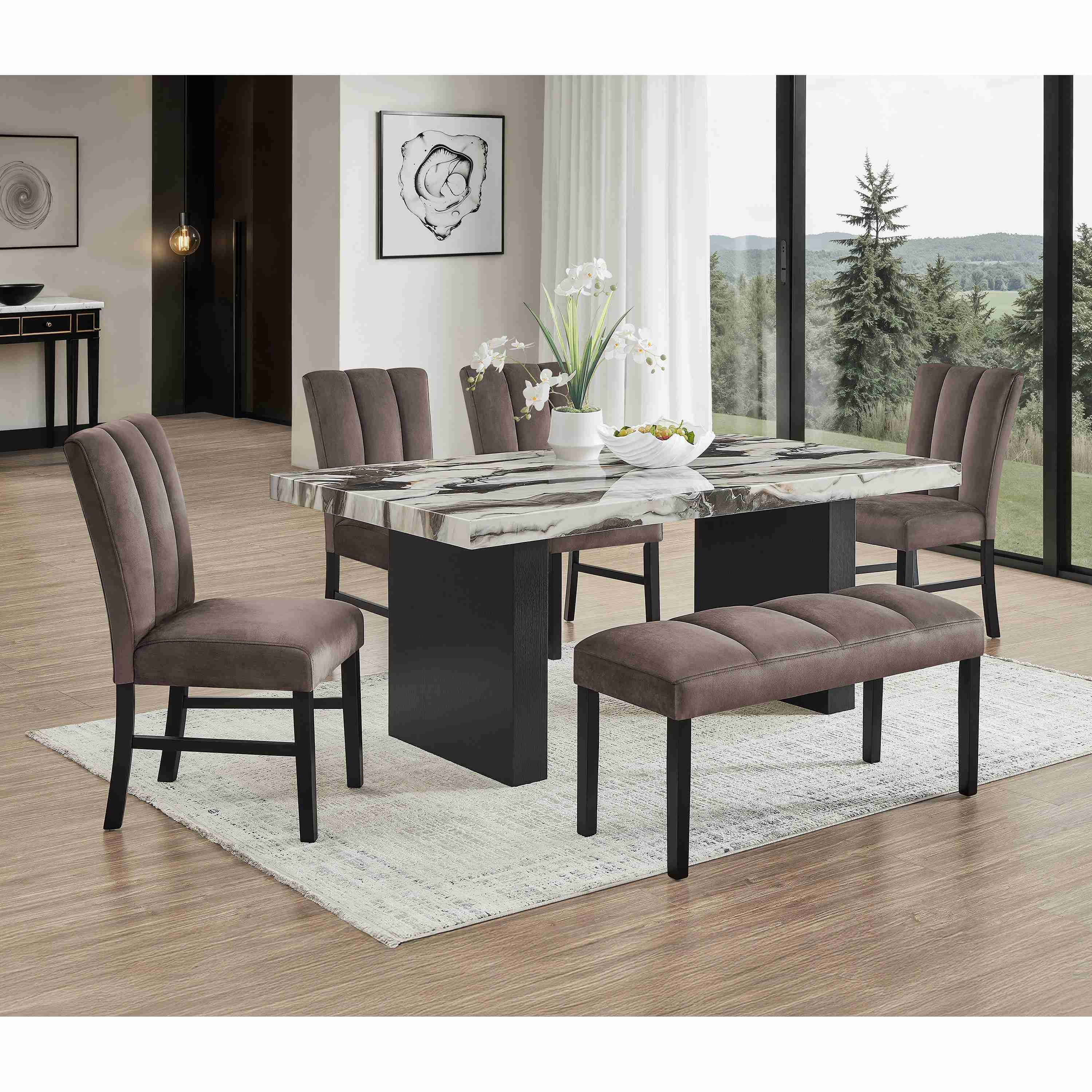 Crown Mark Vega 1420T-3972 Faux Marble Dining Table - Image 3