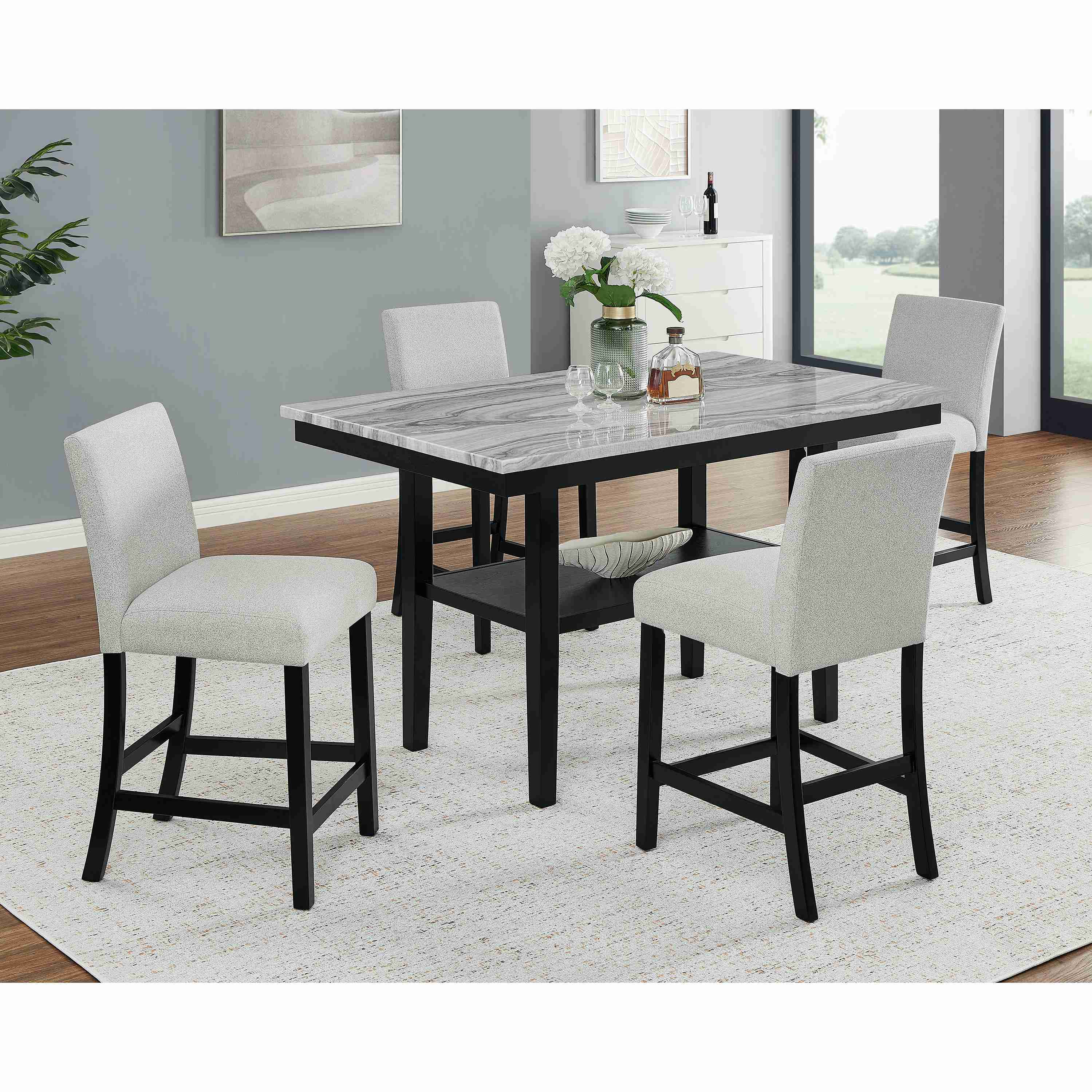 Crown Mark Marbel 1718SET 5 pc Dinette with Faux Marble Top - Image 1