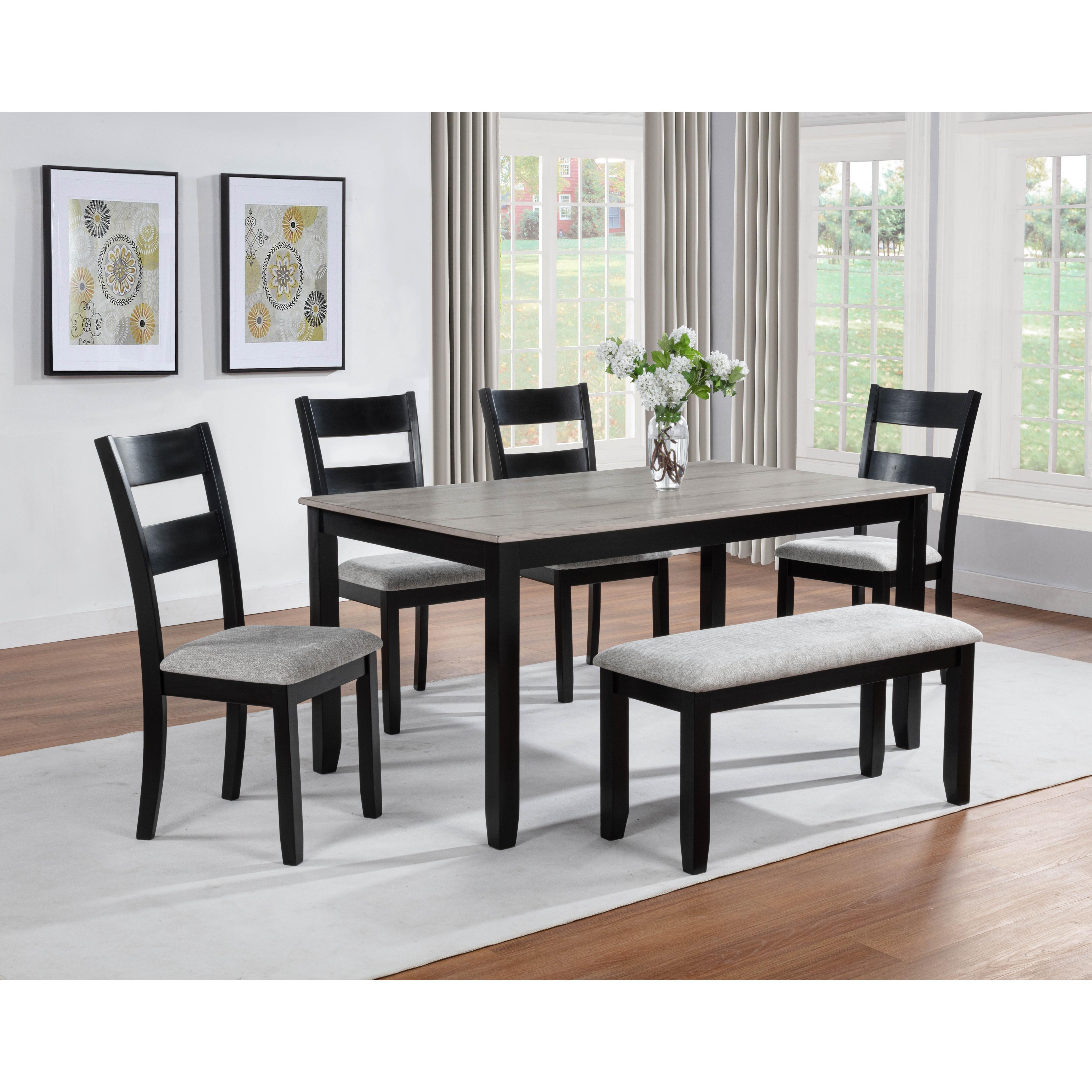 Crown Mark Lester 2231SET-LG 6 pc Dinette - Light Grey - Image 1