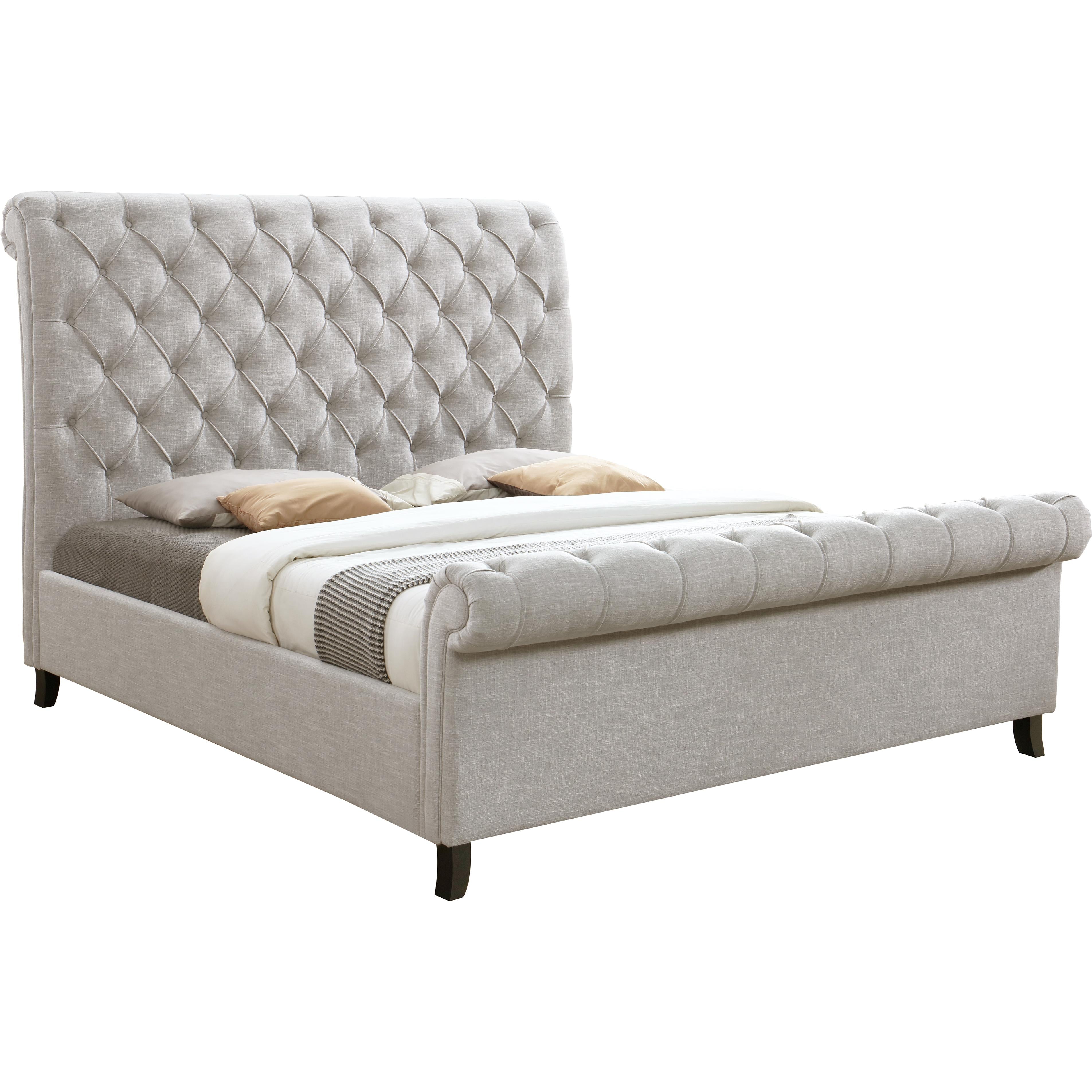 Crown Mark Kate 5103LG King Platform Bed - Light Grey Tweed - Image 1