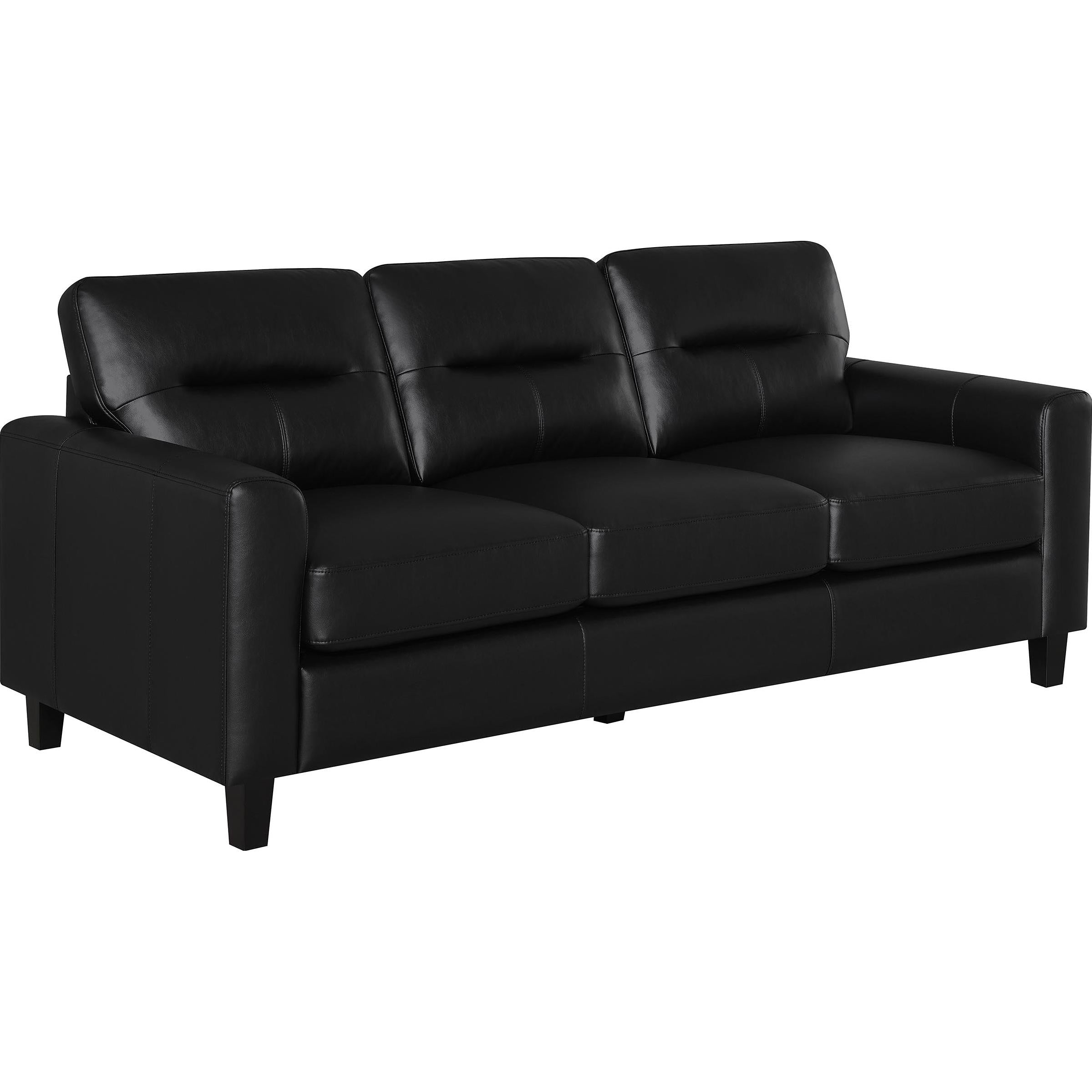 Coaster Furniture Scotland 504664 Faux Leather Upholstered Track Arm Sofa - Black - Image 1