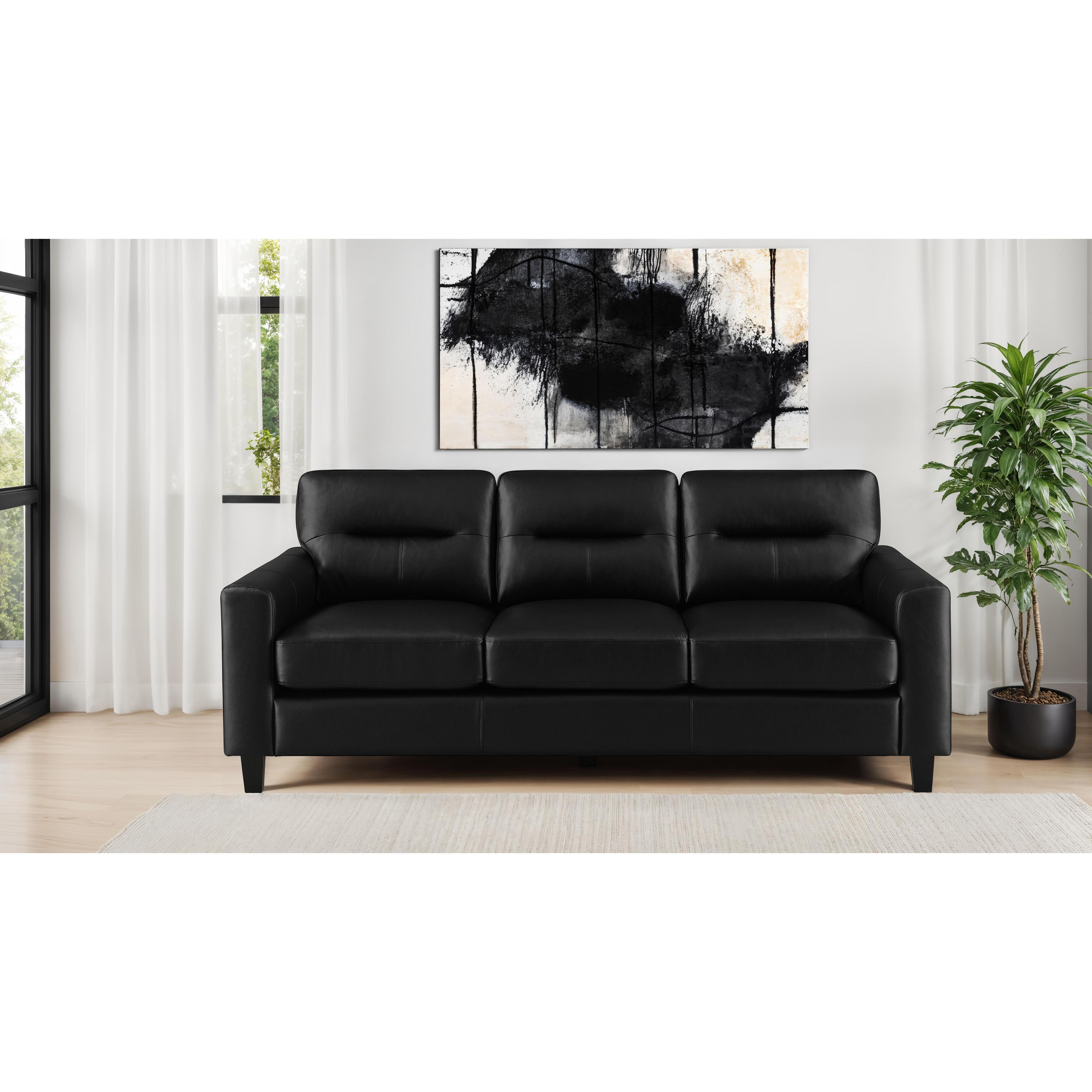 Coaster Furniture Scotland 504664 Faux Leather Upholstered Track Arm Sofa - Black - Image 2