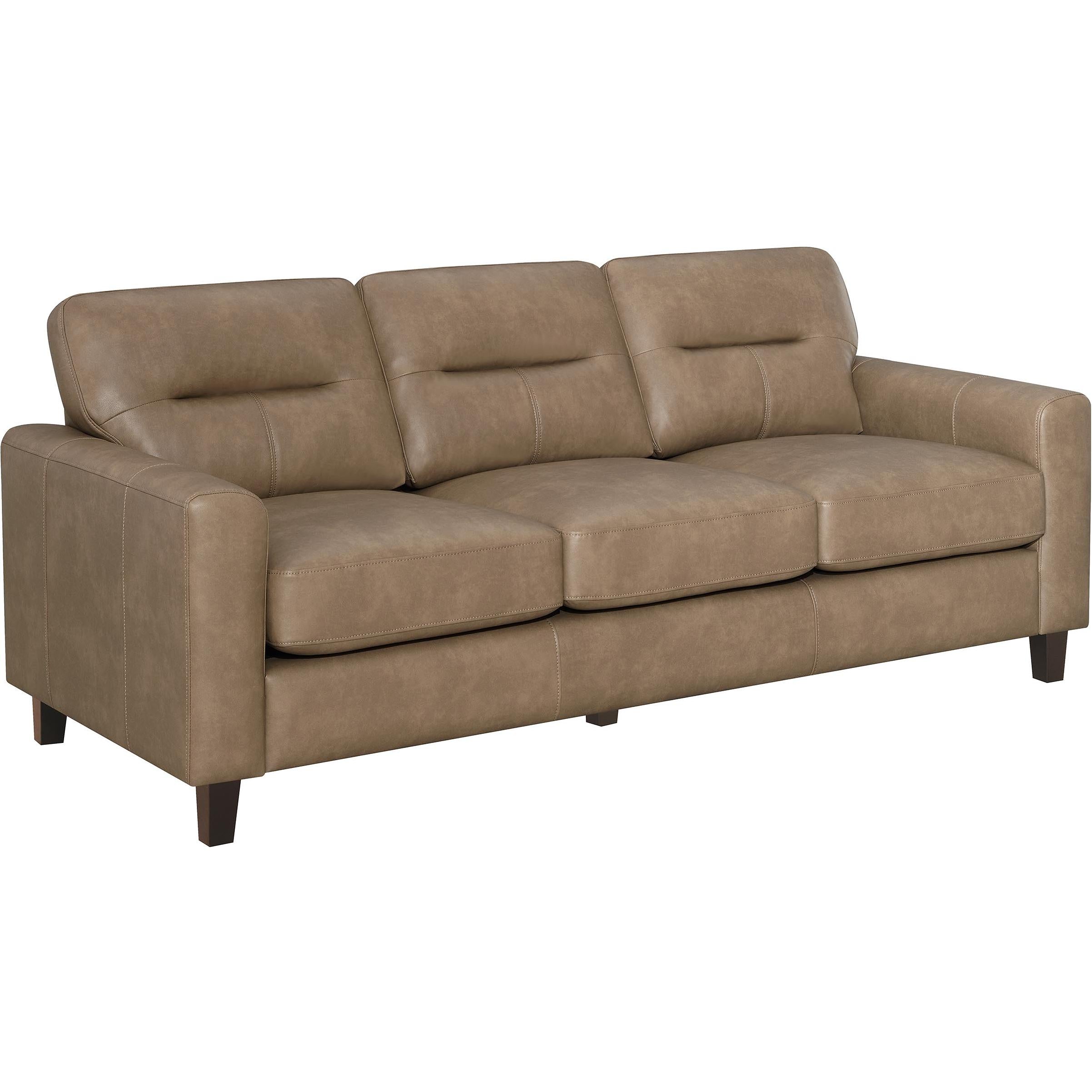 Coaster Furniture Scotland 504667 Faux Leather Upholstered Track Arm Sofa - Brown - Image 1