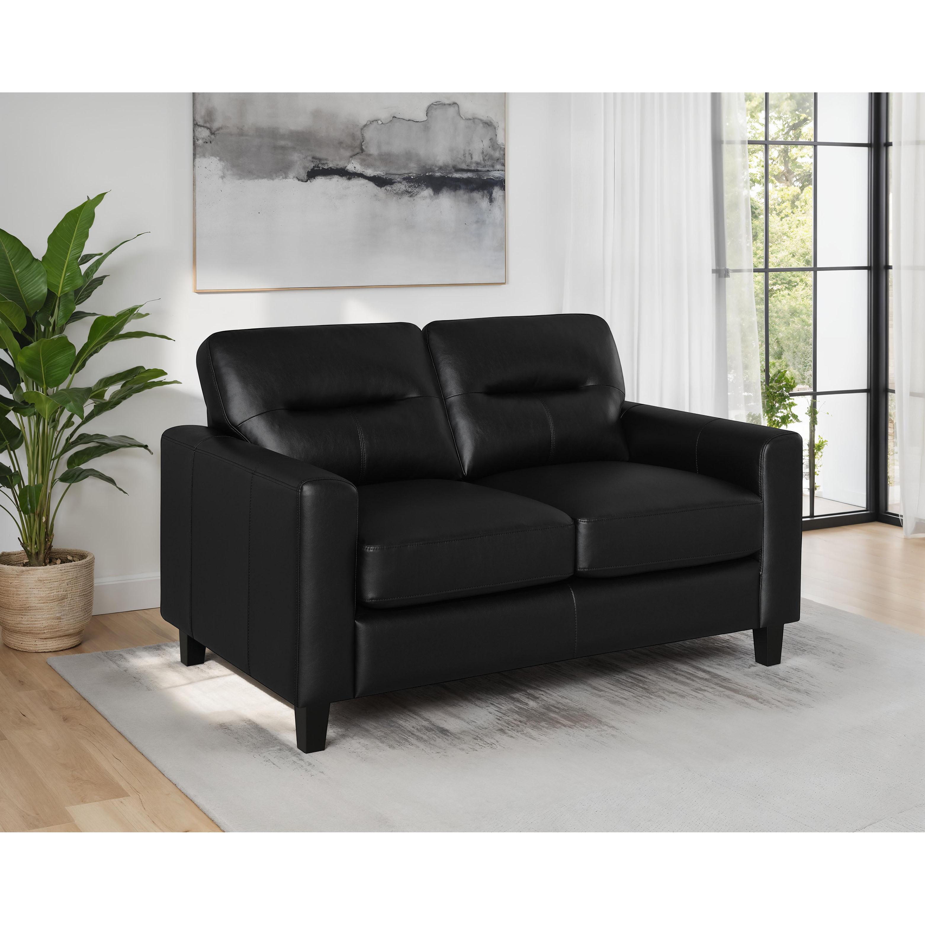 Coaster Furniture Scotland 504665 Faux Leather Upholstered Track Arm Loveseat - Black - Image 2