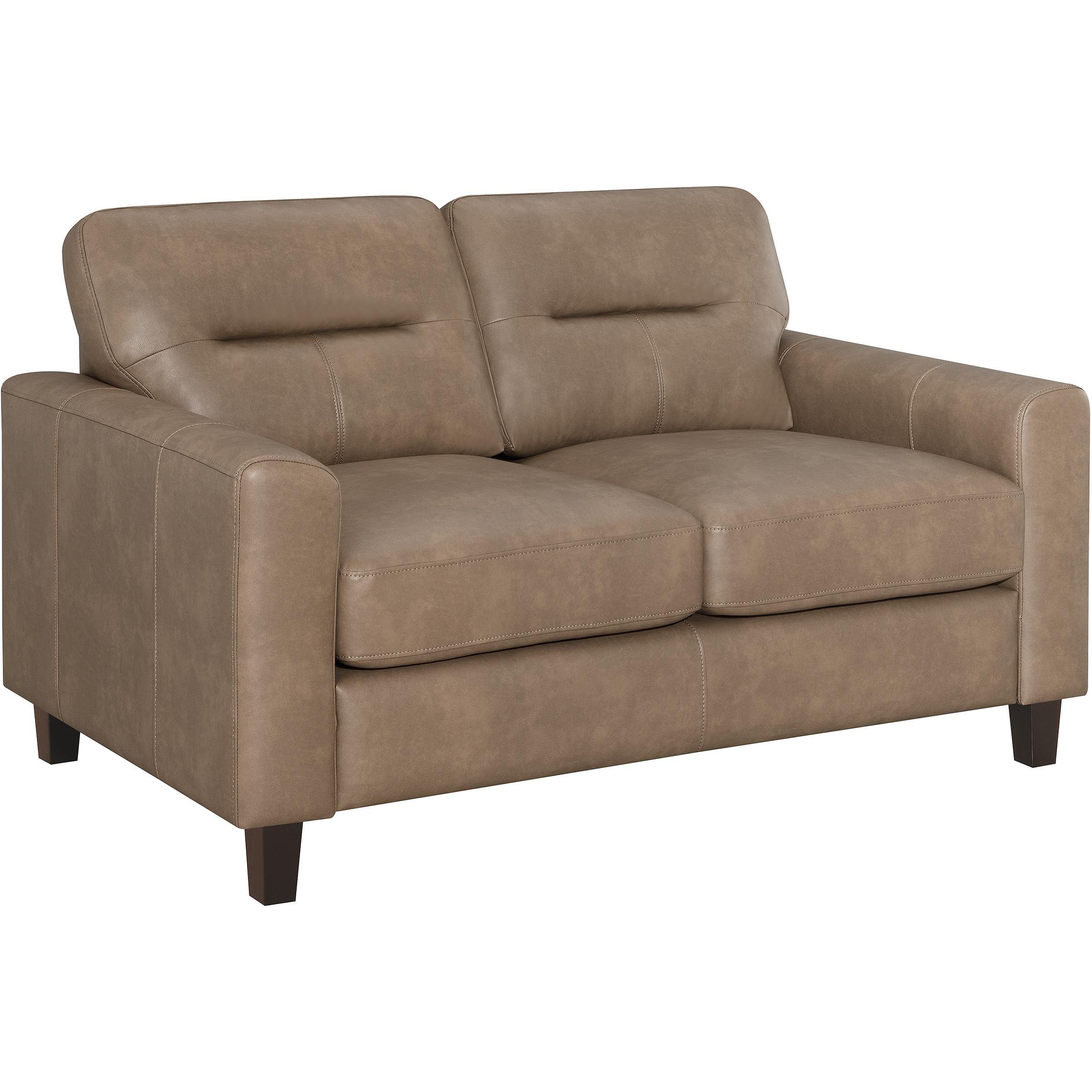 Coaster Furniture Scotland 504668 Faux Leather Upholstered Track Arm Loveseat - Brown - Image 1